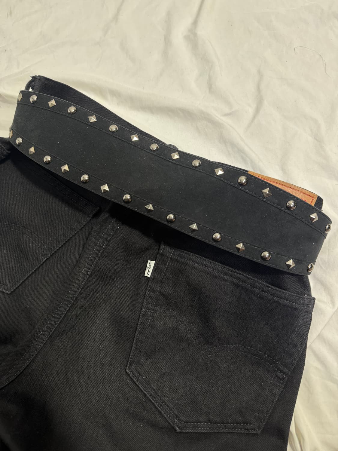 빈티지 스터드 스웨이드 레더 벨트 상품이미지2