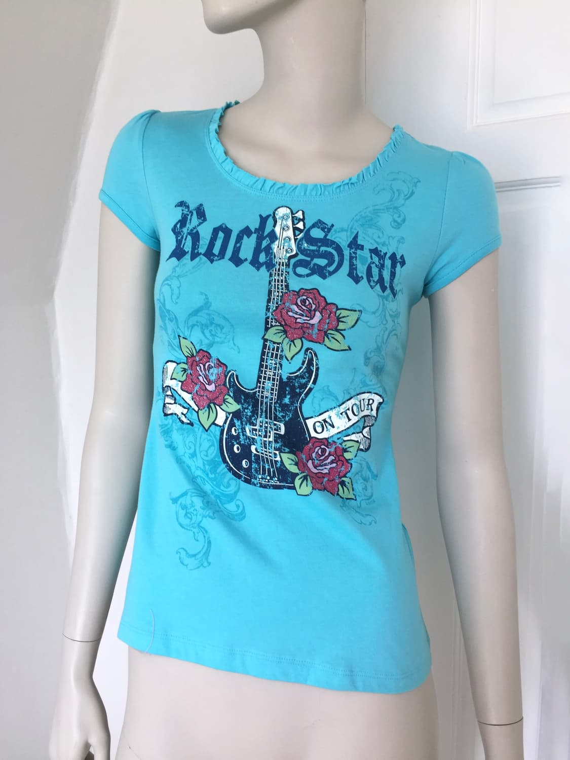 Y2k Rockstar Rose Print Top 상품이미지1