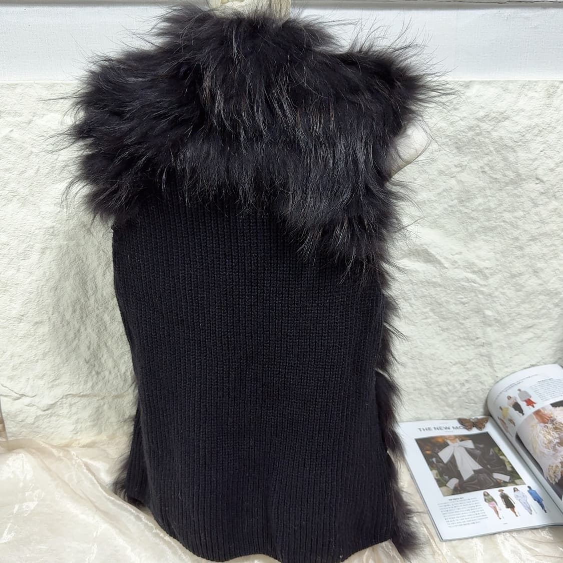 빈티지 Mind bridge 라쿤퍼 차졸 니트 조끼 베스트 상품이미지4