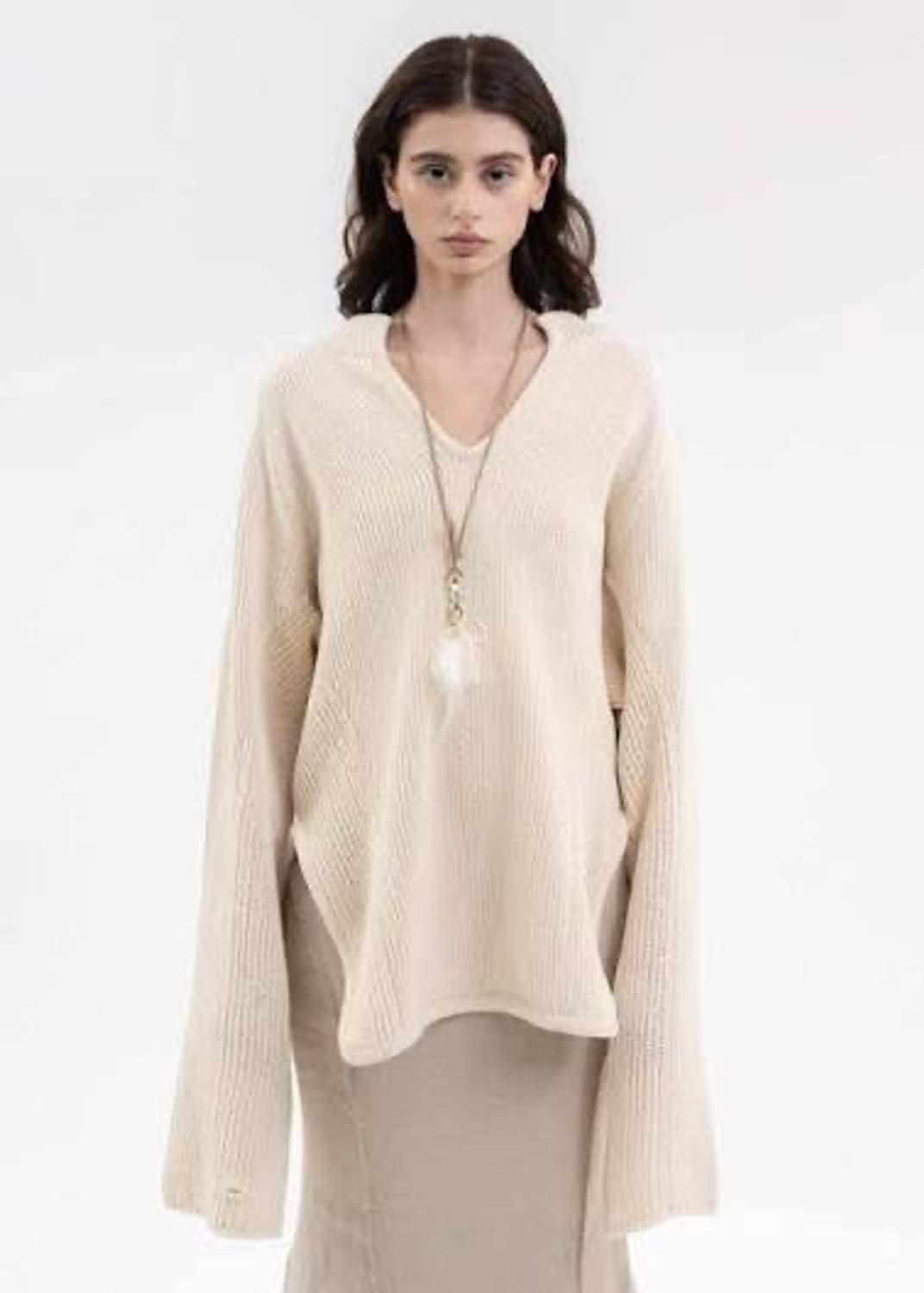 새제품 HYEIN SEO Oversized knit ivory 1/2 상품이미지5