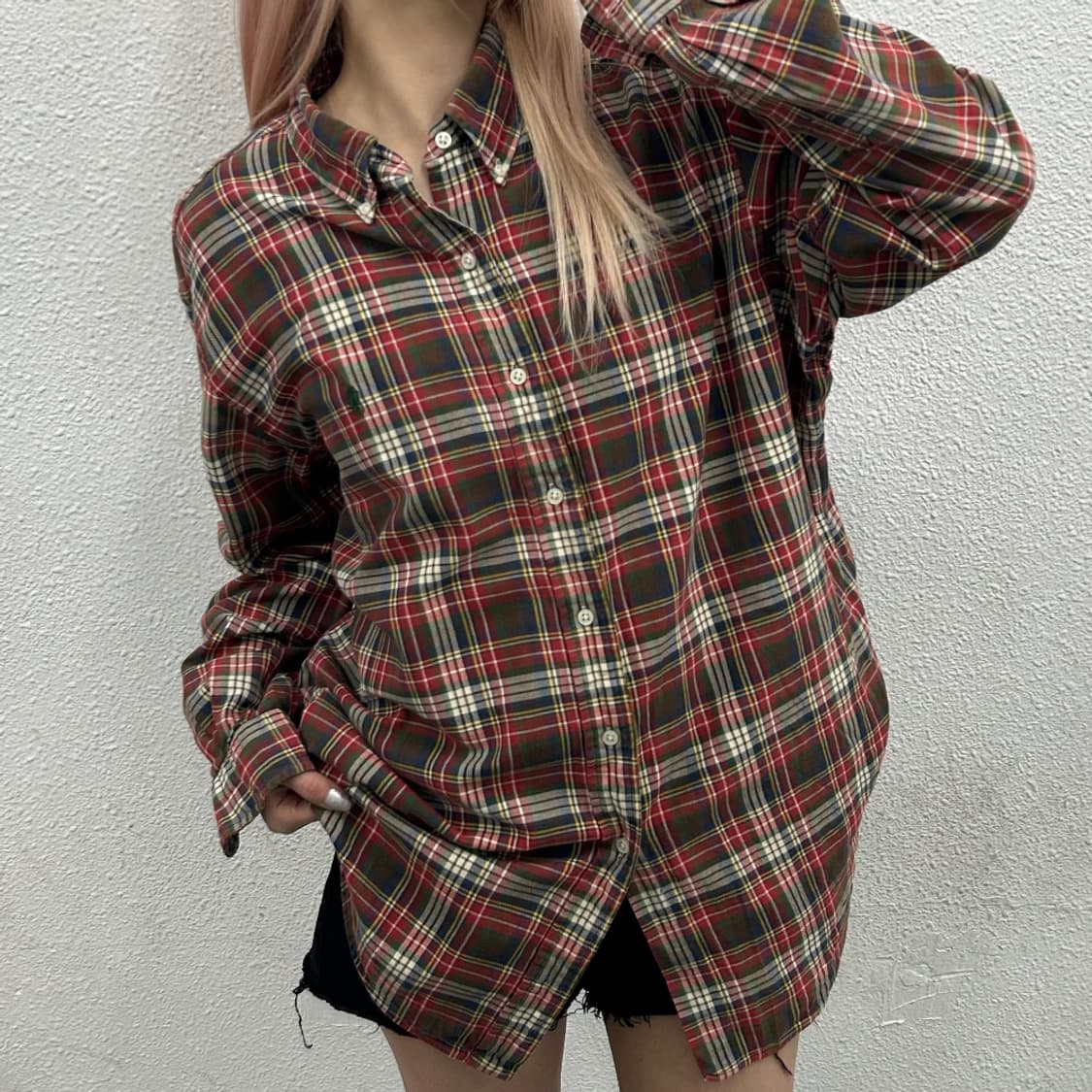 폴로 랄프로렌 그린포니 레드 타탄 체크 셔츠 XL 상품이미지1