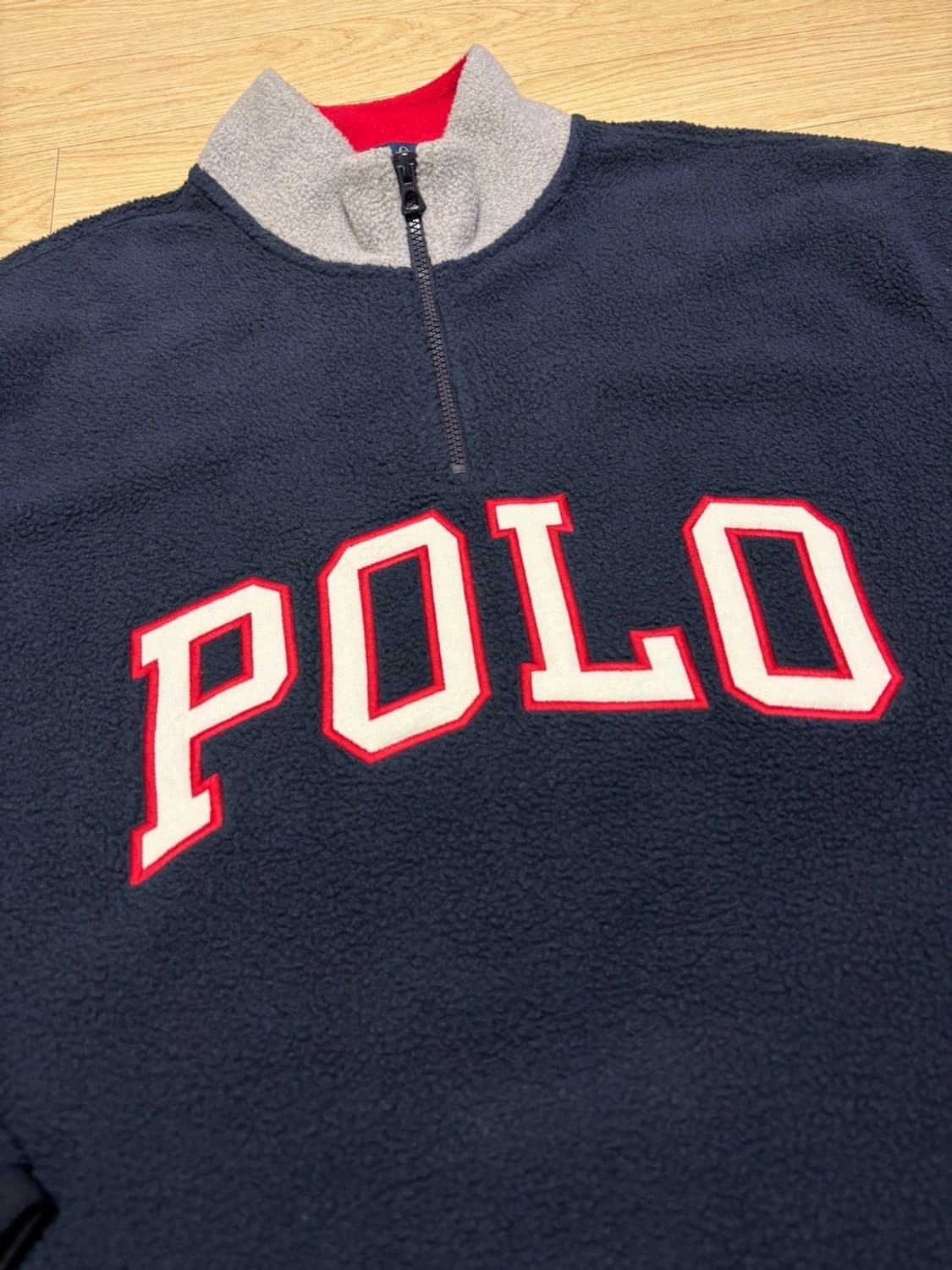 폴로 성조기 자수 플리스 하프집업 네이비 XL 상품이미지2
