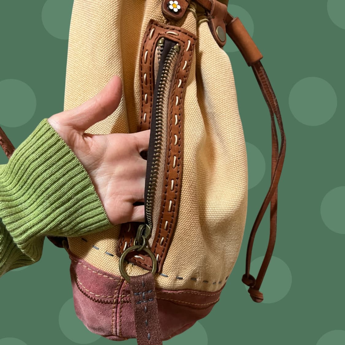 유목민소녀 모리걸 히피 레더 스트링 백팩 상품이미지3