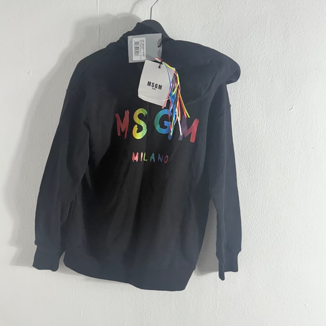 MSGM 키즈 레인보우 로고 블랙 후드집업 상품이미지4