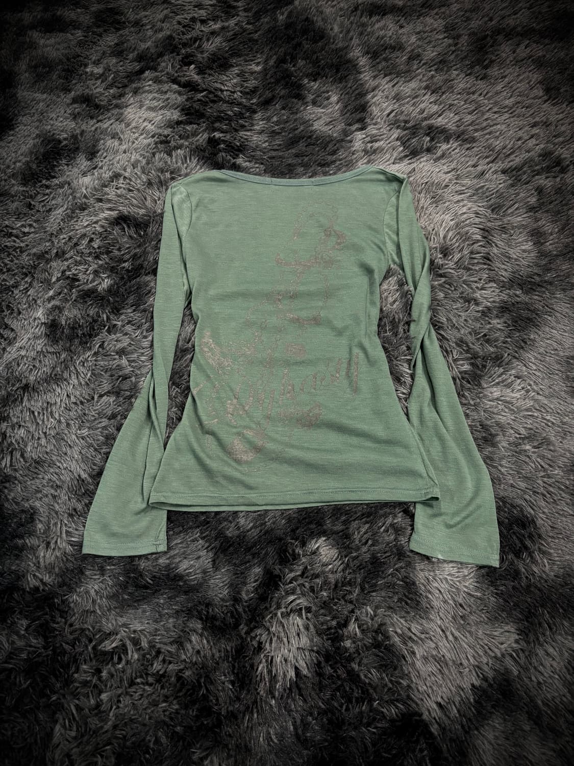 Heaven and Earth 실버 글리터 레터링 Y2k 긴팔 상품이미지2