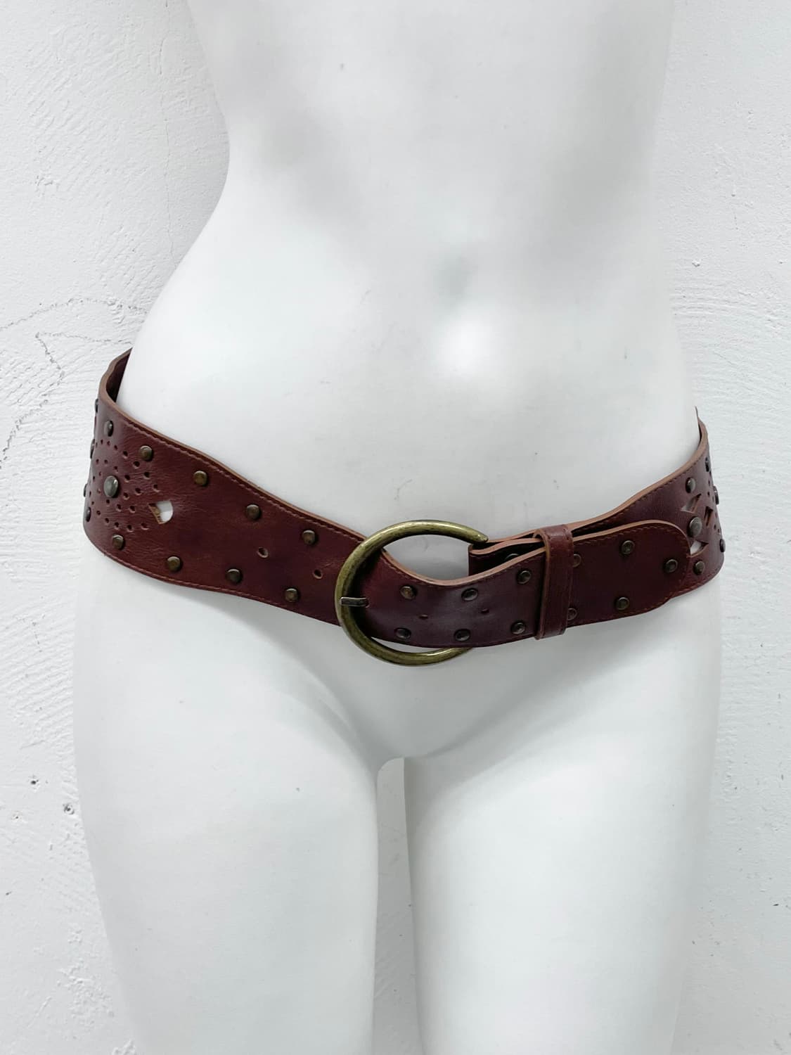 리얼레더 에스닉 스터드 펀칭 버클 벨트 상품이미지2