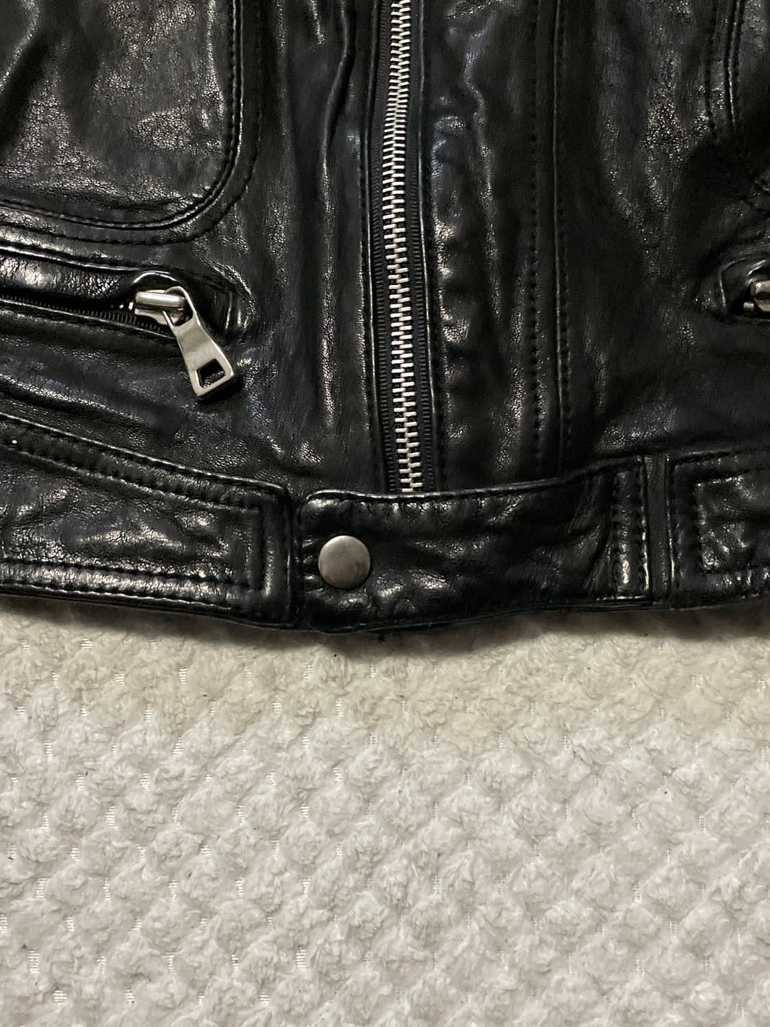 광희시장 웨스턴 무드 램스킨 양가죽 절개 레더 자켓 상품이미지6