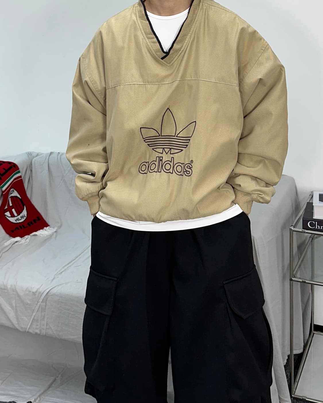 아디다스 빅로고 90s 올드스쿨 오버핏 웜업 상품이미지1