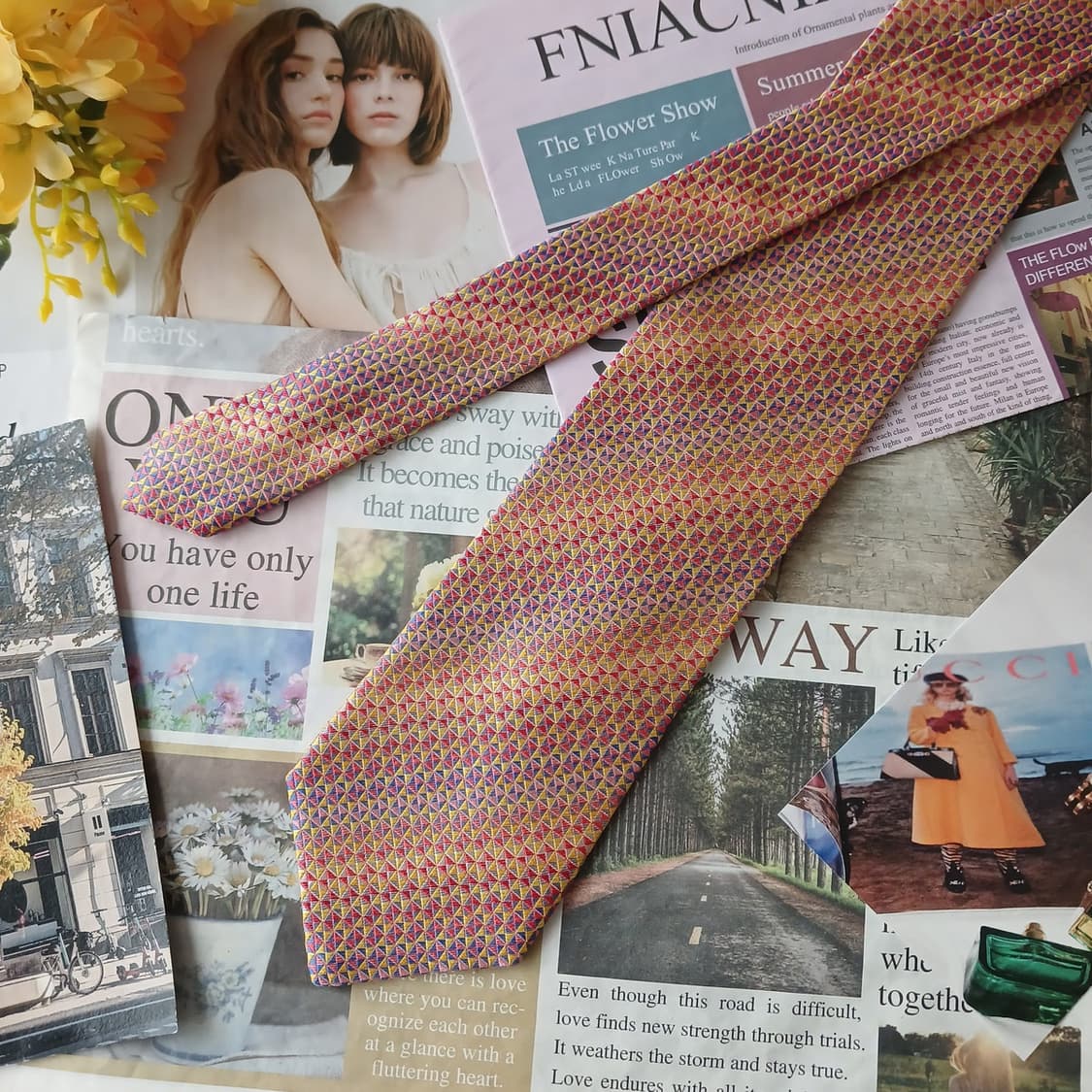 미쏘니 실크 믹스 기하 패턴 넥타이 9.4cm A+등급 A19741 상품이미지2