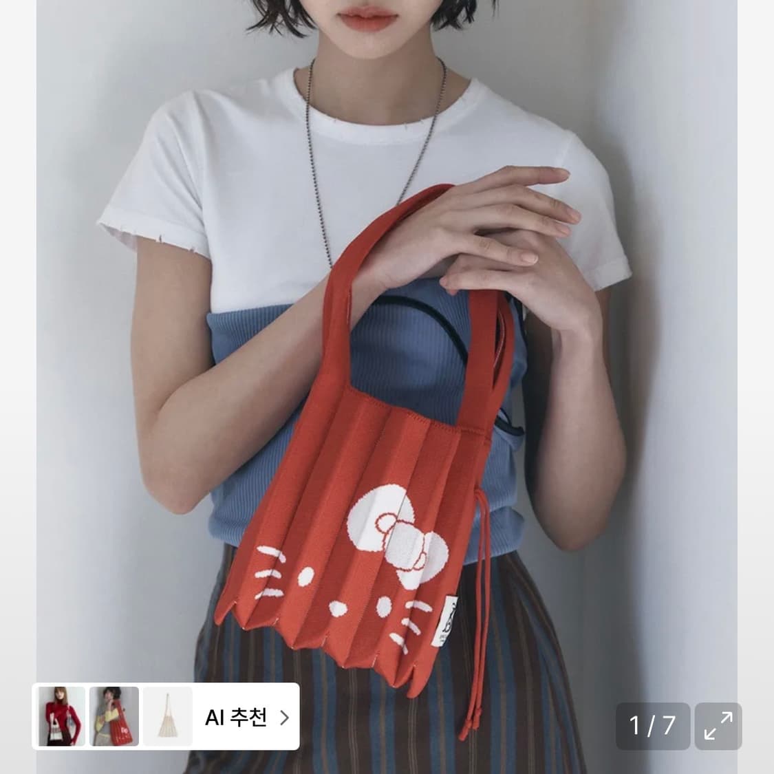 조셉앤스테이시 럭키 플리츠 니트 s 스몰 헬로키티 레드 상품이미지1