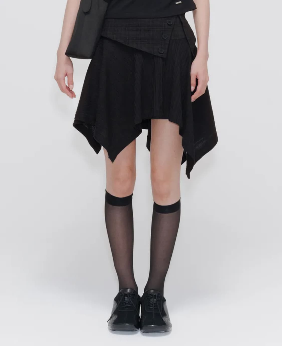 미세키 서울 Unbalanced folw mini skirt 블랙 상품이미지1