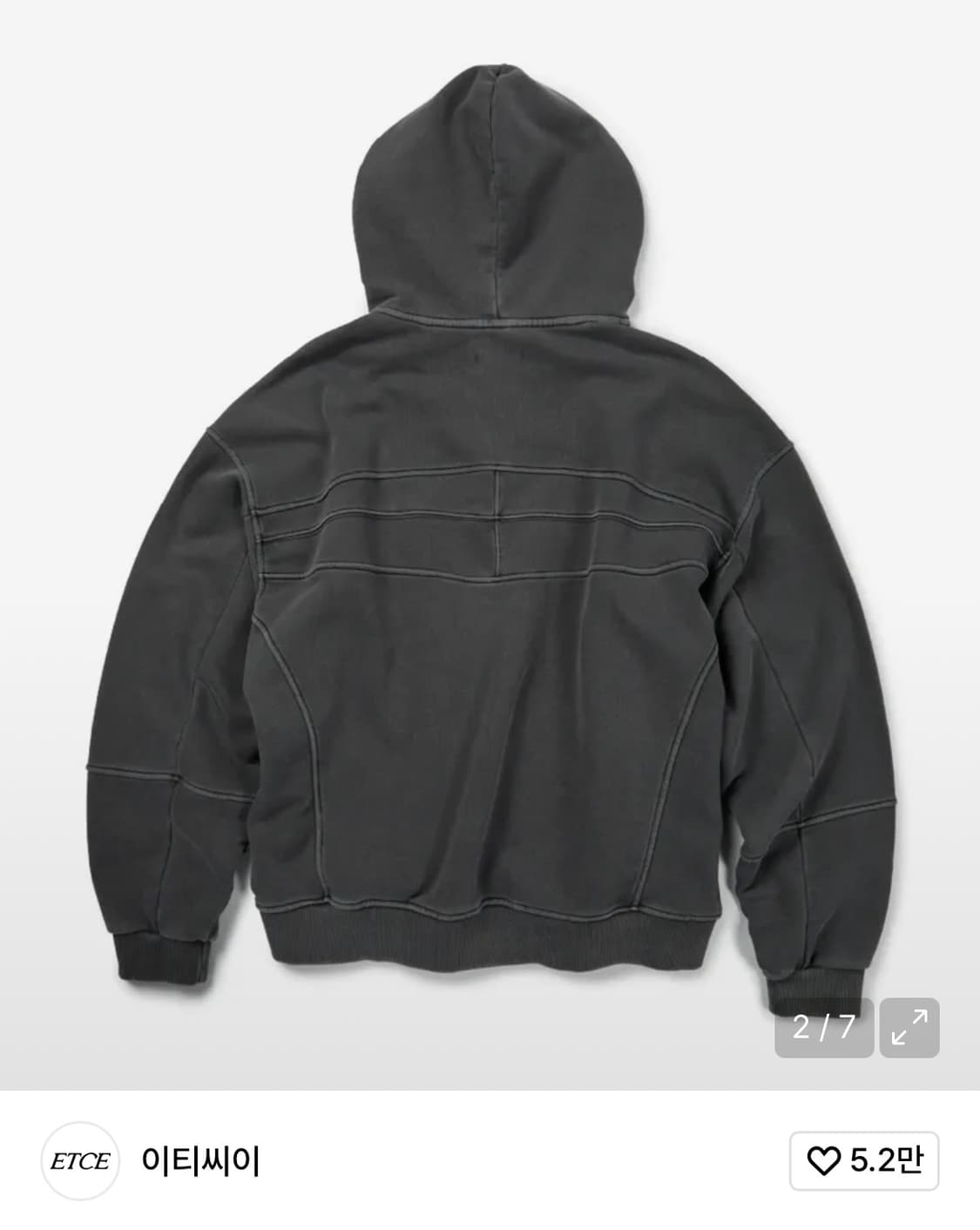 이티씨이 라벨 후드집업 차콜 L 상품이미지2