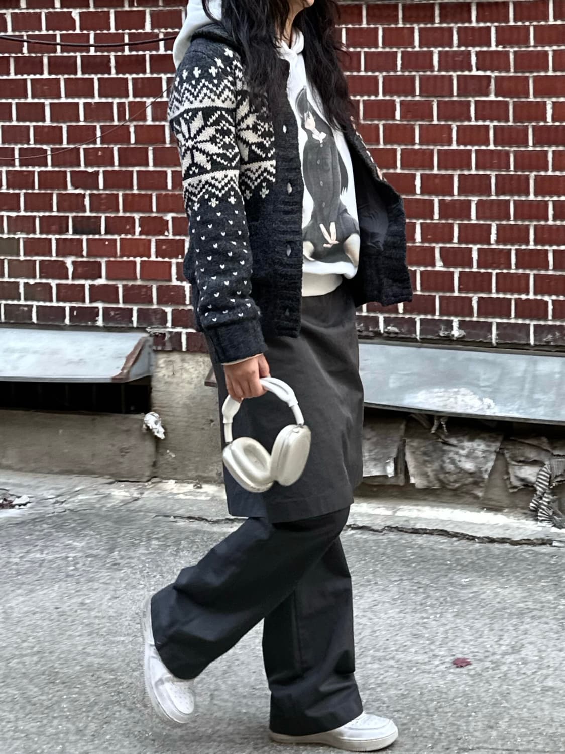 노르딕 가디건 코이세이오 후드 레이어드 스커트 팬츠 코디세트 상품이미지4