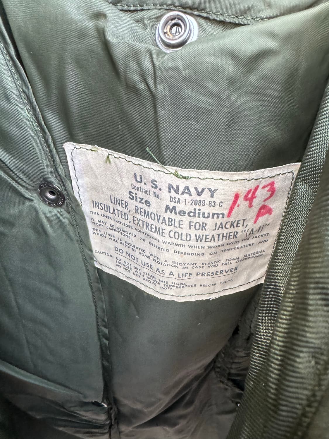 60s 미해군 usn 오리지널 익스트림 콜드 웨더 a-1 덱 자켓 상품이미지7