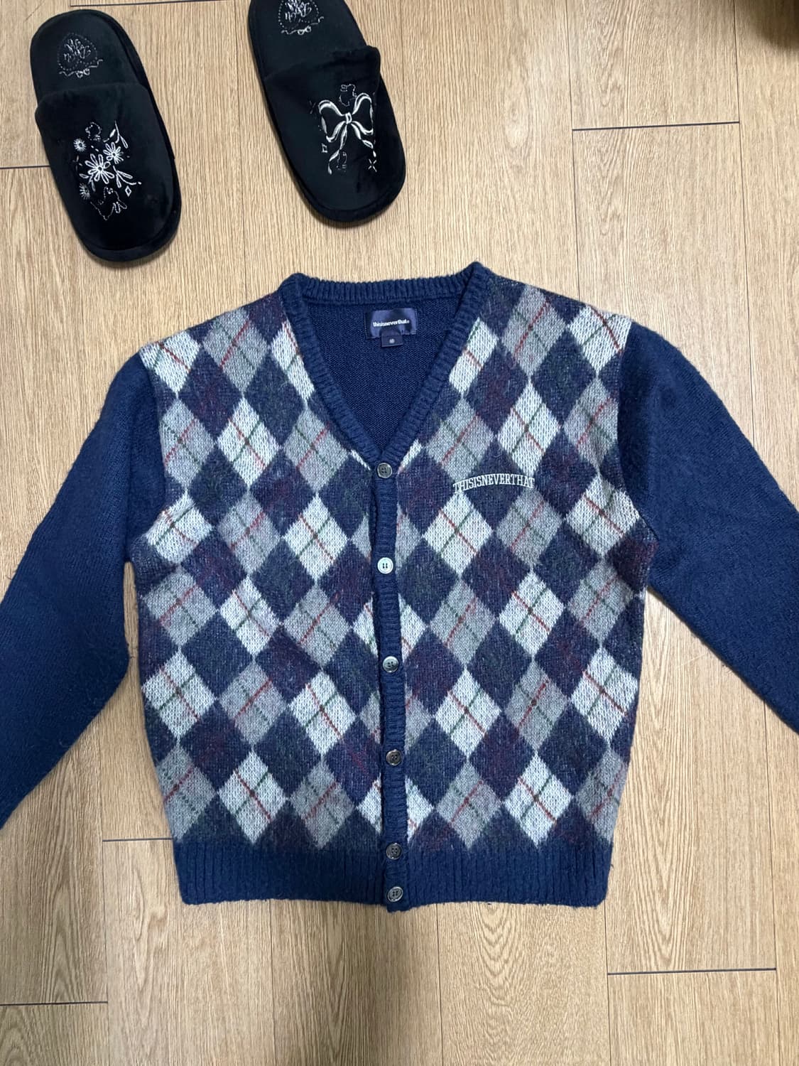 디스이즈네버댓 아가일 가디건 네이비 M 상품이미지2