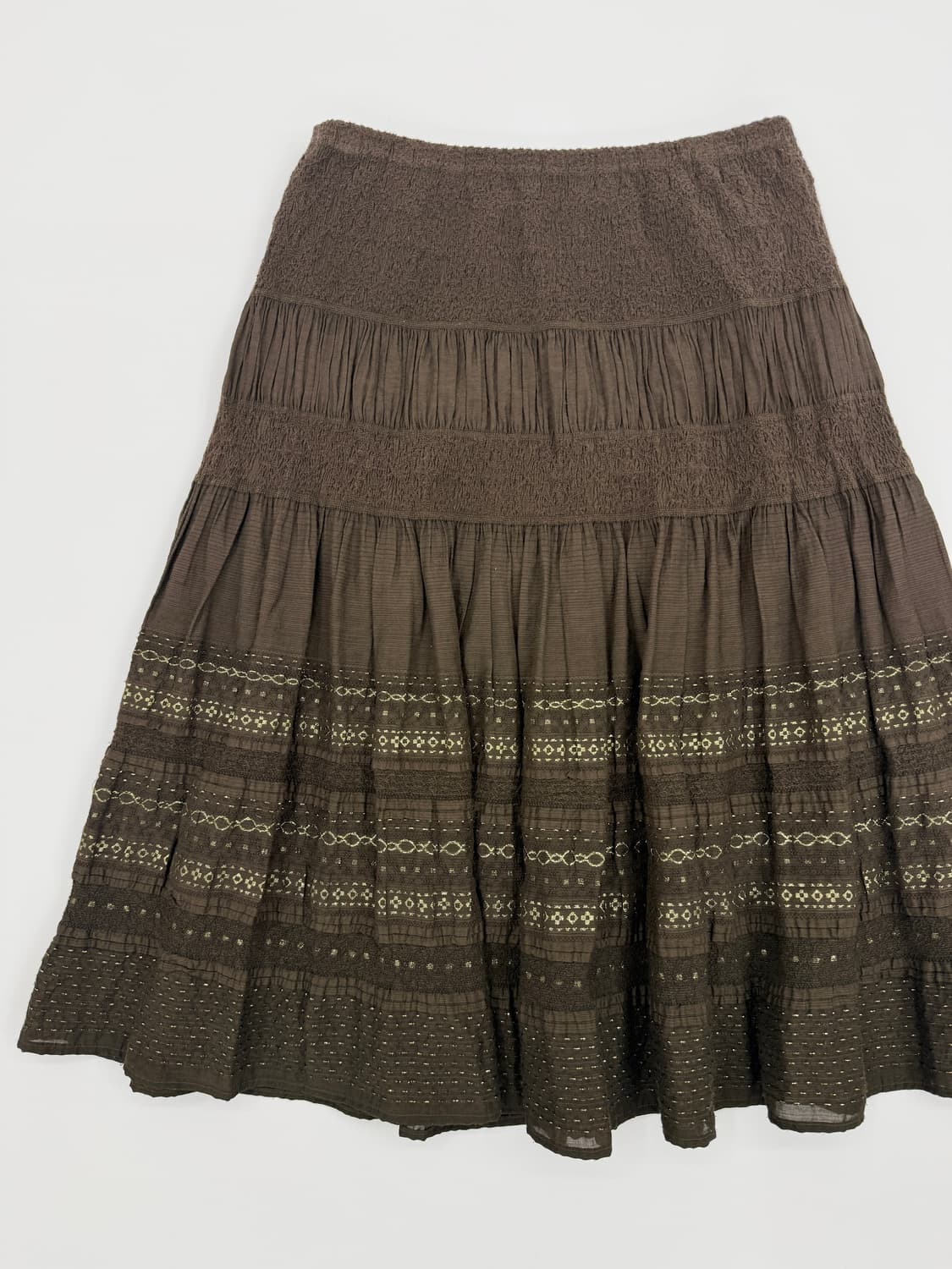 빈티지 브라운 레이스 플레어 미디 스커트 상품이미지2