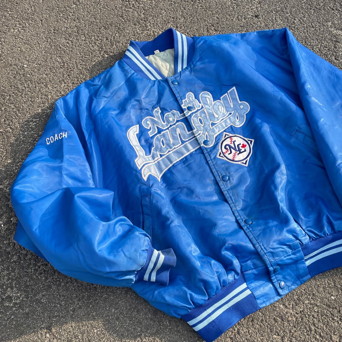 90s 빈티지 올드스쿨 사틴 바시티 자켓 힙합 스타디움 점퍼 XXL 상품이미지1