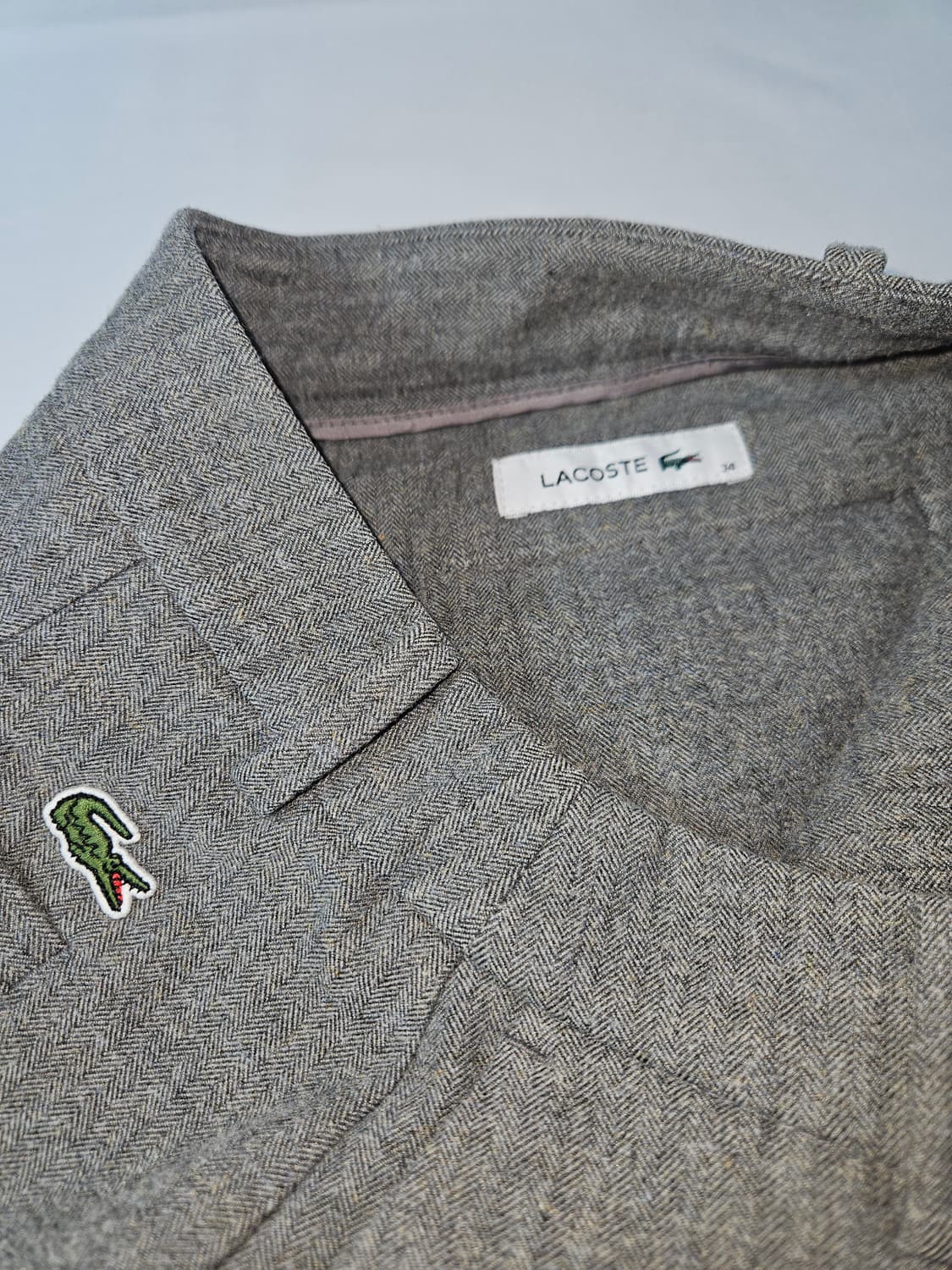라코스테 헤링본 와이드 슬랙스 레이온 그레이 팬츠 34 (거의 새상품) 상품이미지4
