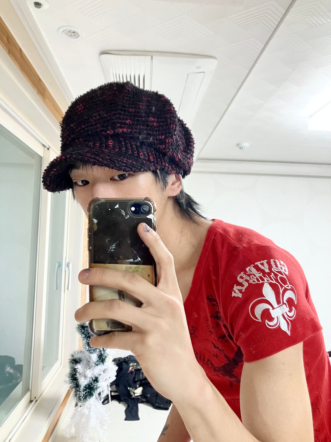 Red&black kitsch cap 상품이미지3