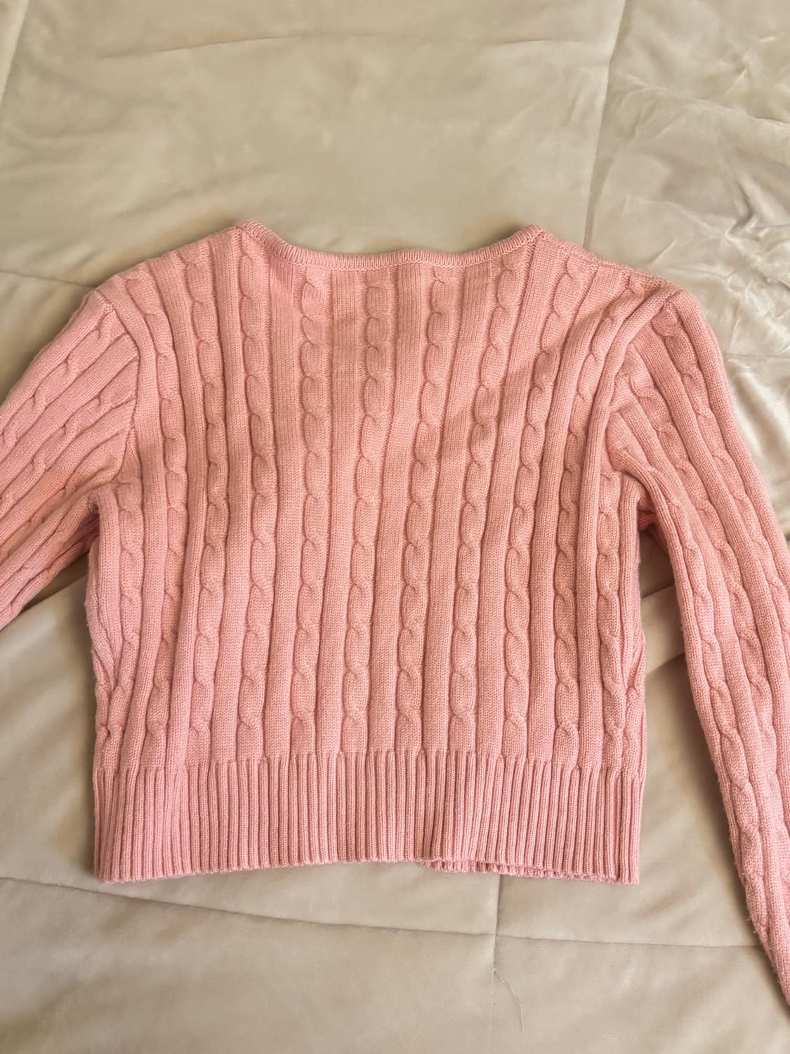 핑크 꽈배기 니트 가디건 상품이미지3