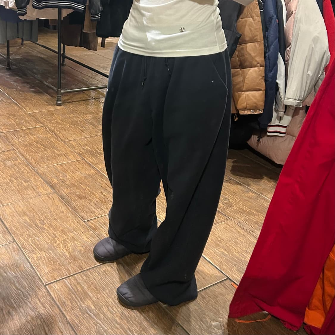 [HI] 나이키 와이드 트레이닝 팬츠 블랙 상품이미지4