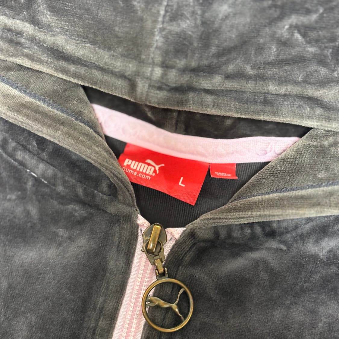 푸마(PUMA) 아카이브 벨벳 로즈 골드 후드 집업 상품이미지3