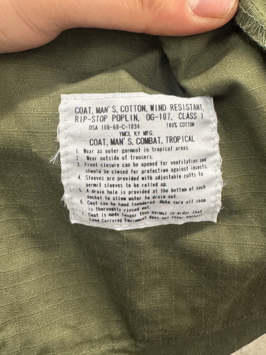 미군 베트남전 OG-107 정글자켓 립스탑 M-R 상품이미지5