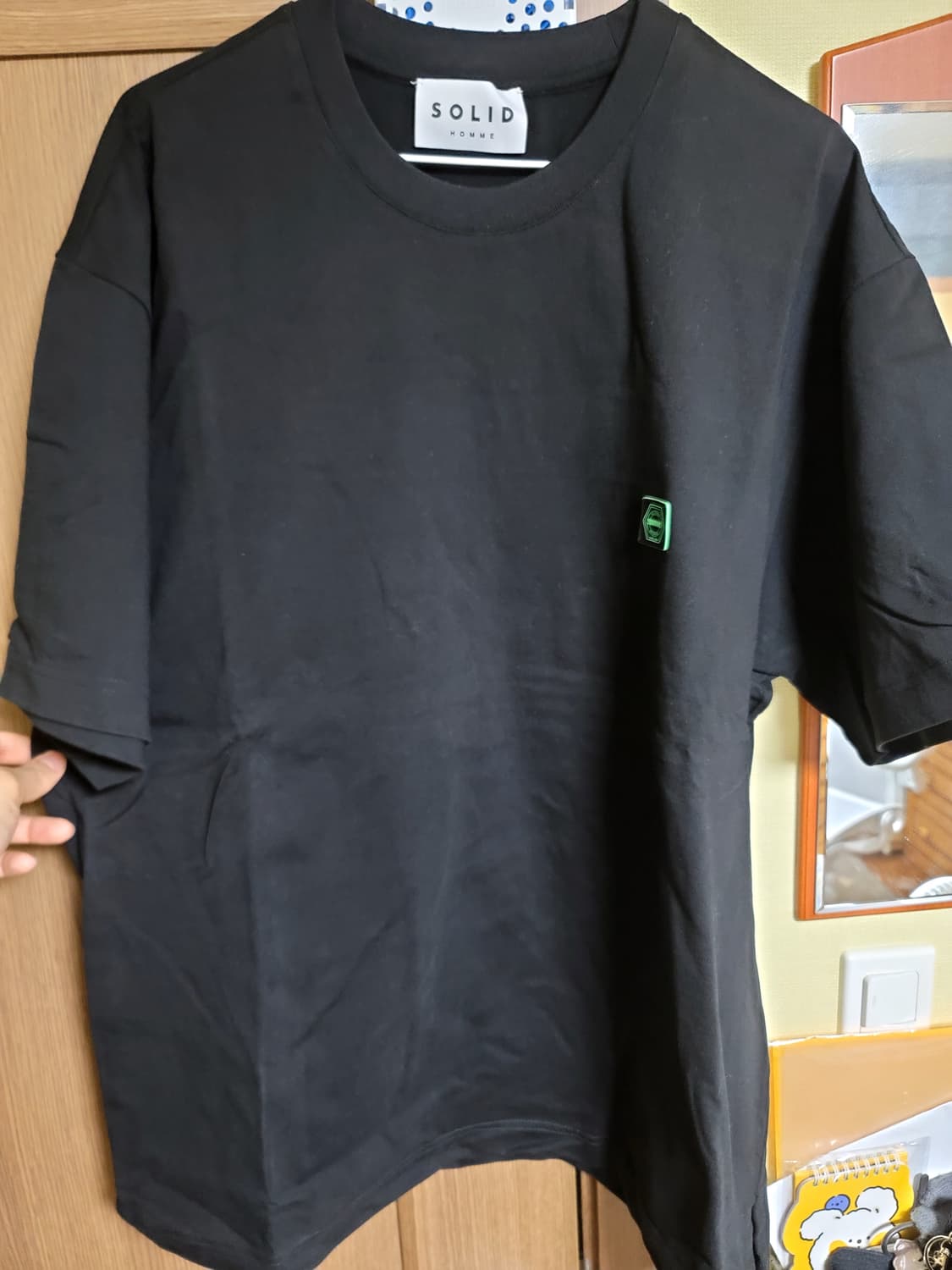 솔리드옴므 백로고 자수 블랙 반팔 티셔츠 50사이즈 상품이미지2
