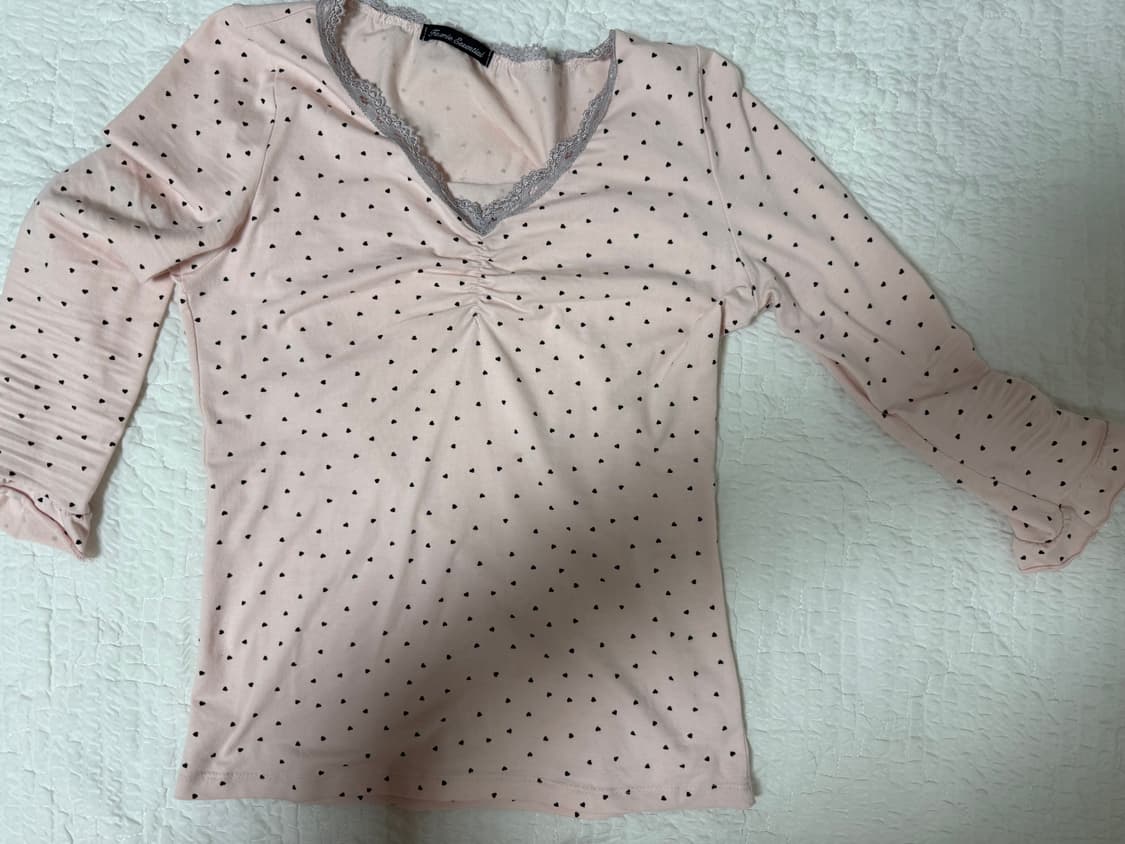 샵페어리 mini heart lace top (pink) 상품이미지1