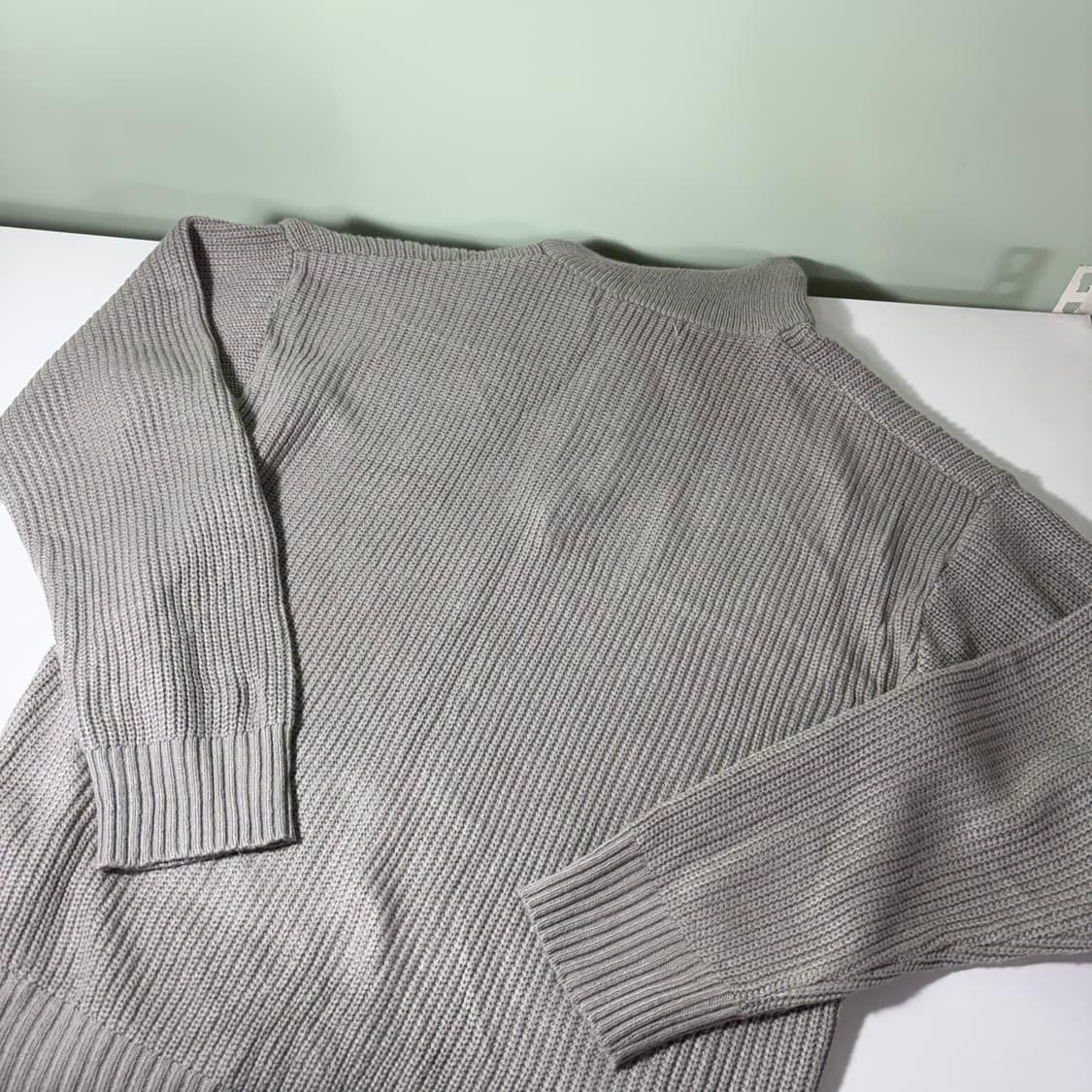 L 블론드나인 베이지그레이 반집업니트 상품이미지3