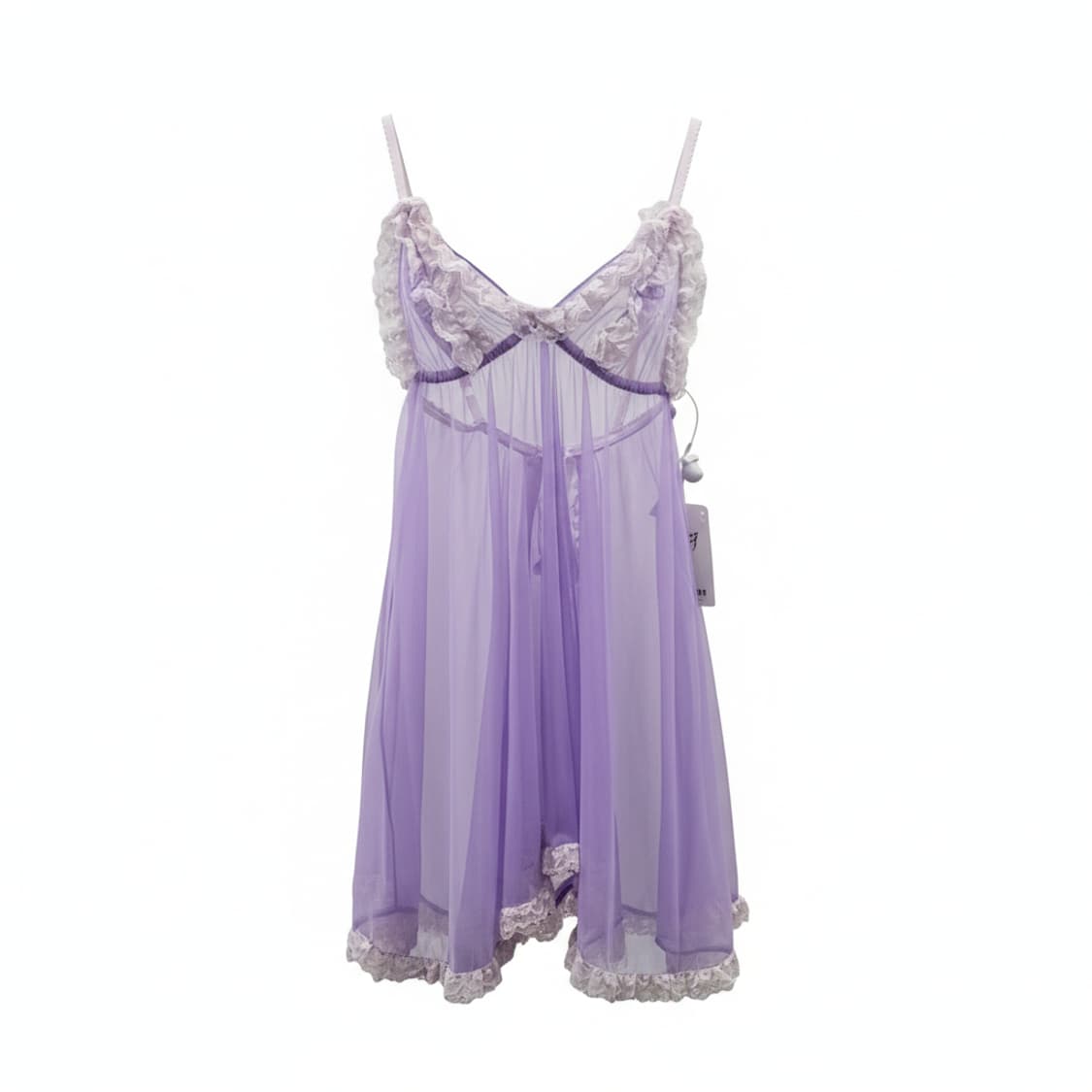란제리 레이스 퍼플 보라 슬립 슬리브리스 1809 상품이미지1