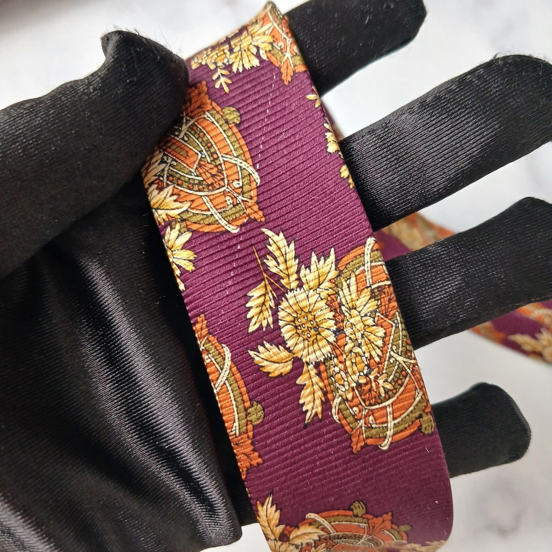 크리스찬디올 와인 플로럴 오너먼트 패턴 넥타이 9.5cm A등급 E950 상품이미지9