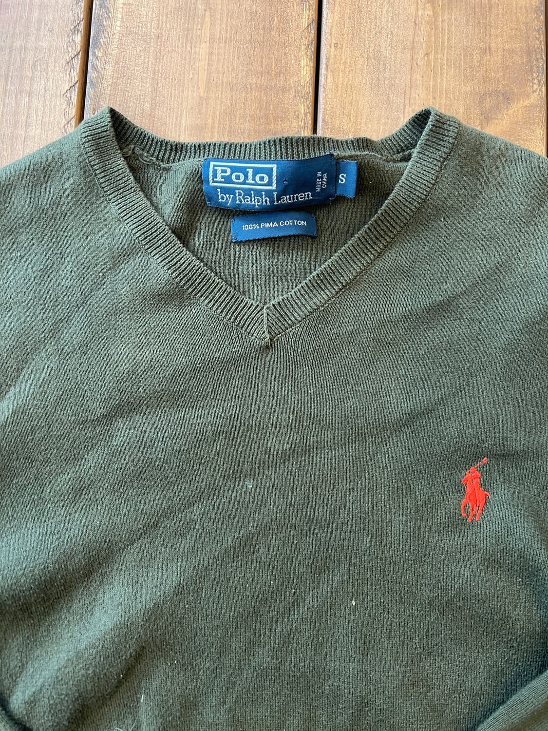 폴로 카키 브이넥 니트 상품이미지8