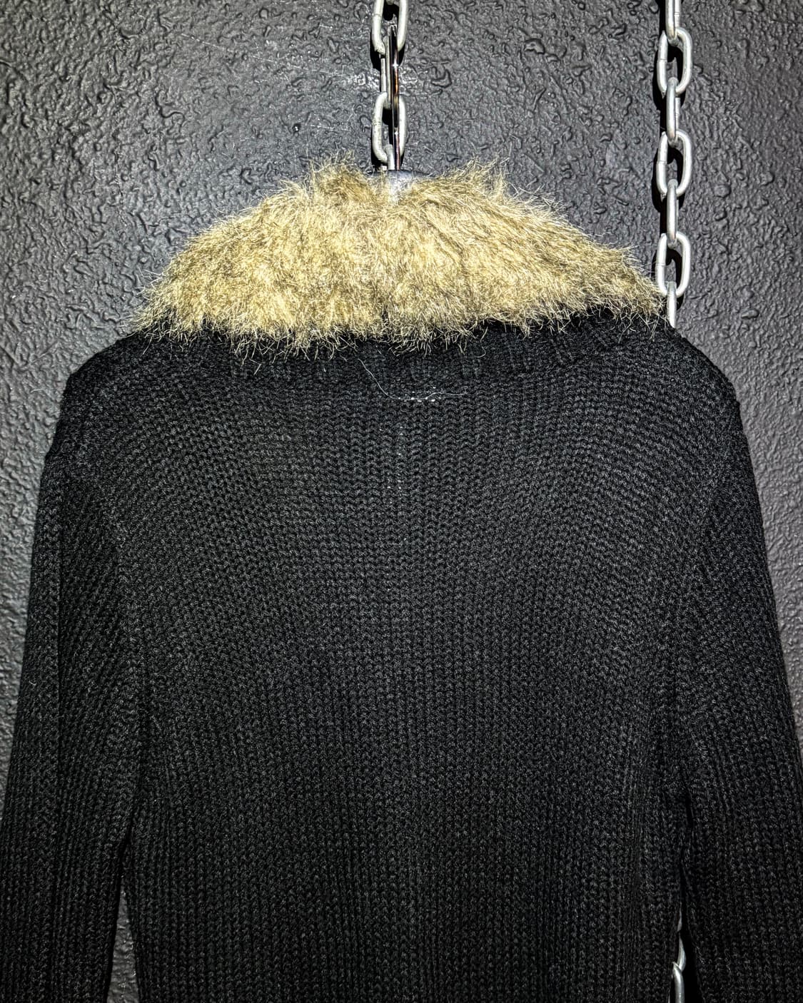 Fur Trim Black Long Knit Cardigan 상품이미지5