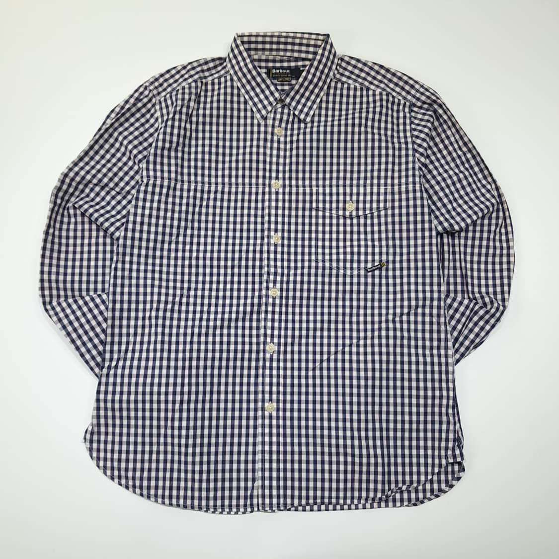 CL573 L 바버 클래식 깅엄체크 네이비 셔츠 남방 상품이미지1