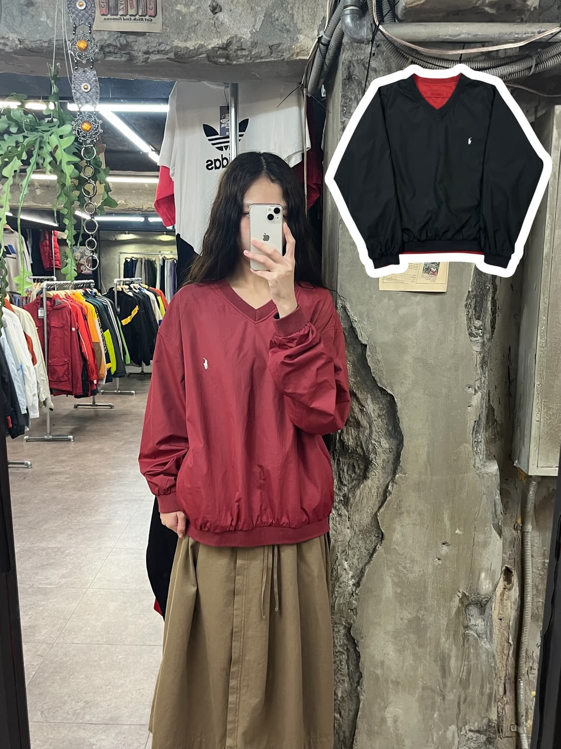 폴로 랄프로렌 USA 브이넥 리버시블 웜업 레드블랙 L  #csz1756 상품이미지1