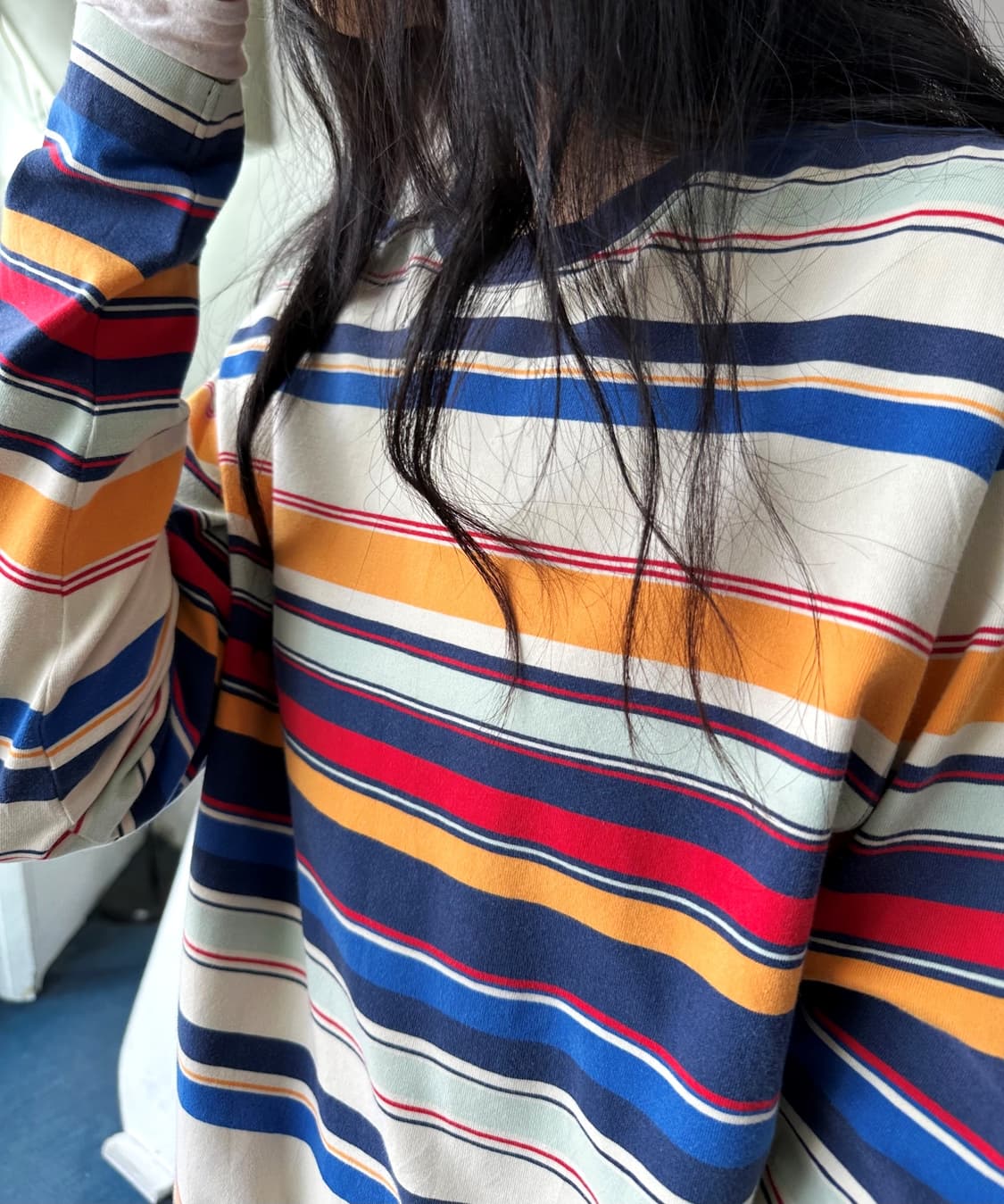 Stretched fabric multi stripe L/S top 상품이미지9