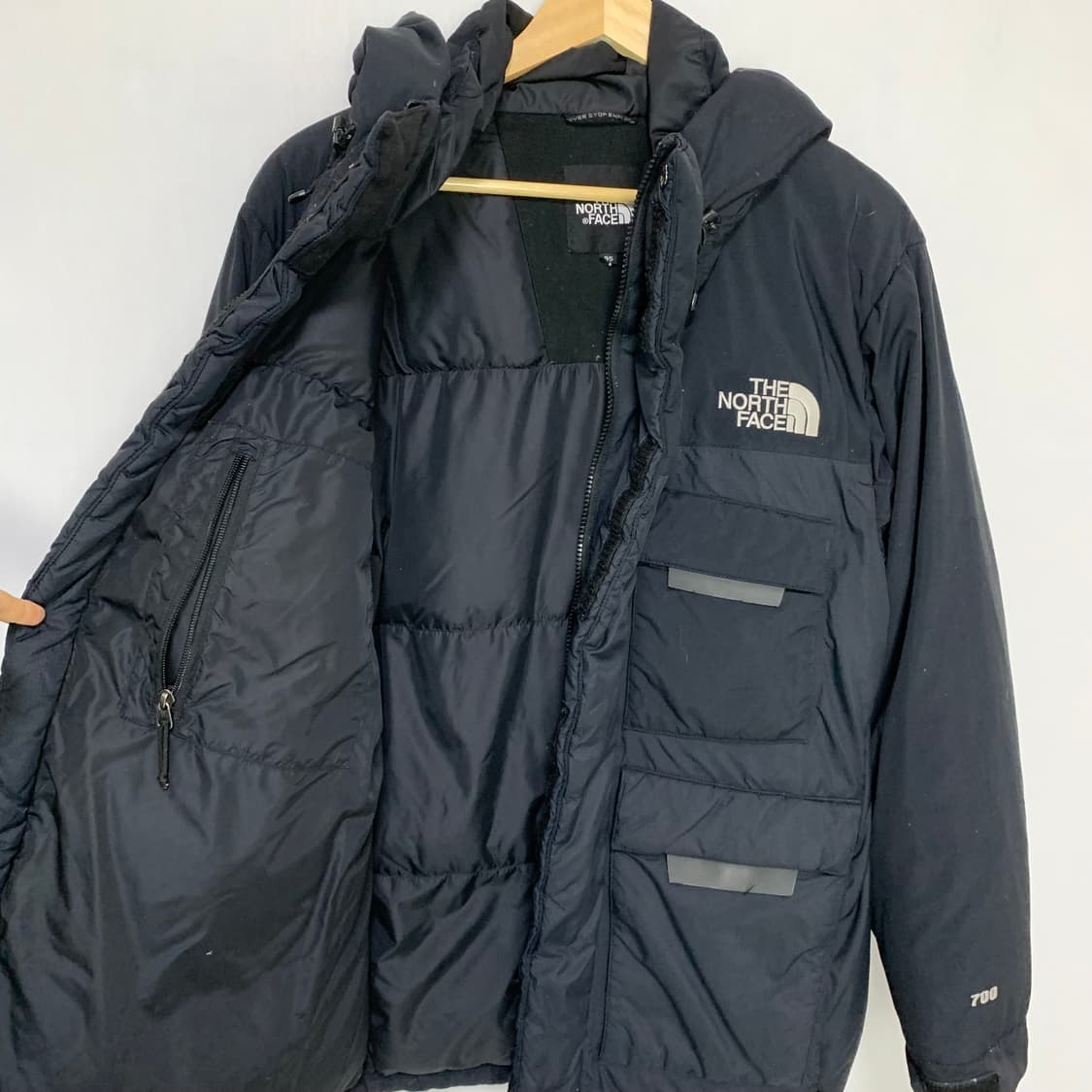 노스페이스 블랙 후드 패딩 점퍼 700 빈티지 95 M 남녀공용 상품이미지6