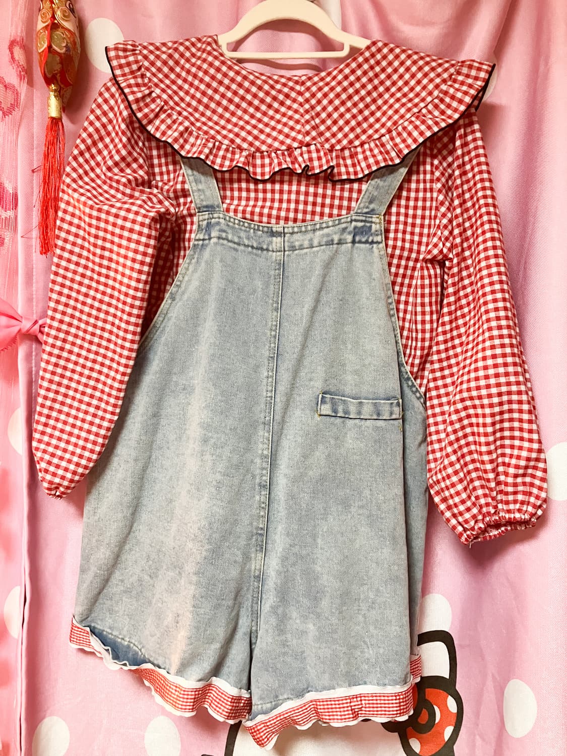 키티 블라우스+데님 오버롤 셋업 상품이미지6