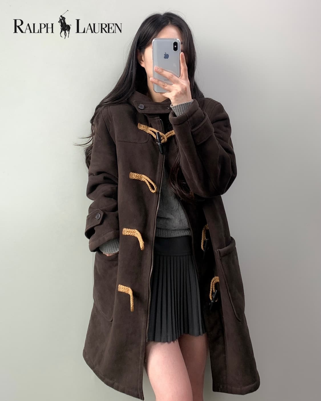 90s 폴로 스웨이드 무스탕 시어링 더플 코트  상품이미지2