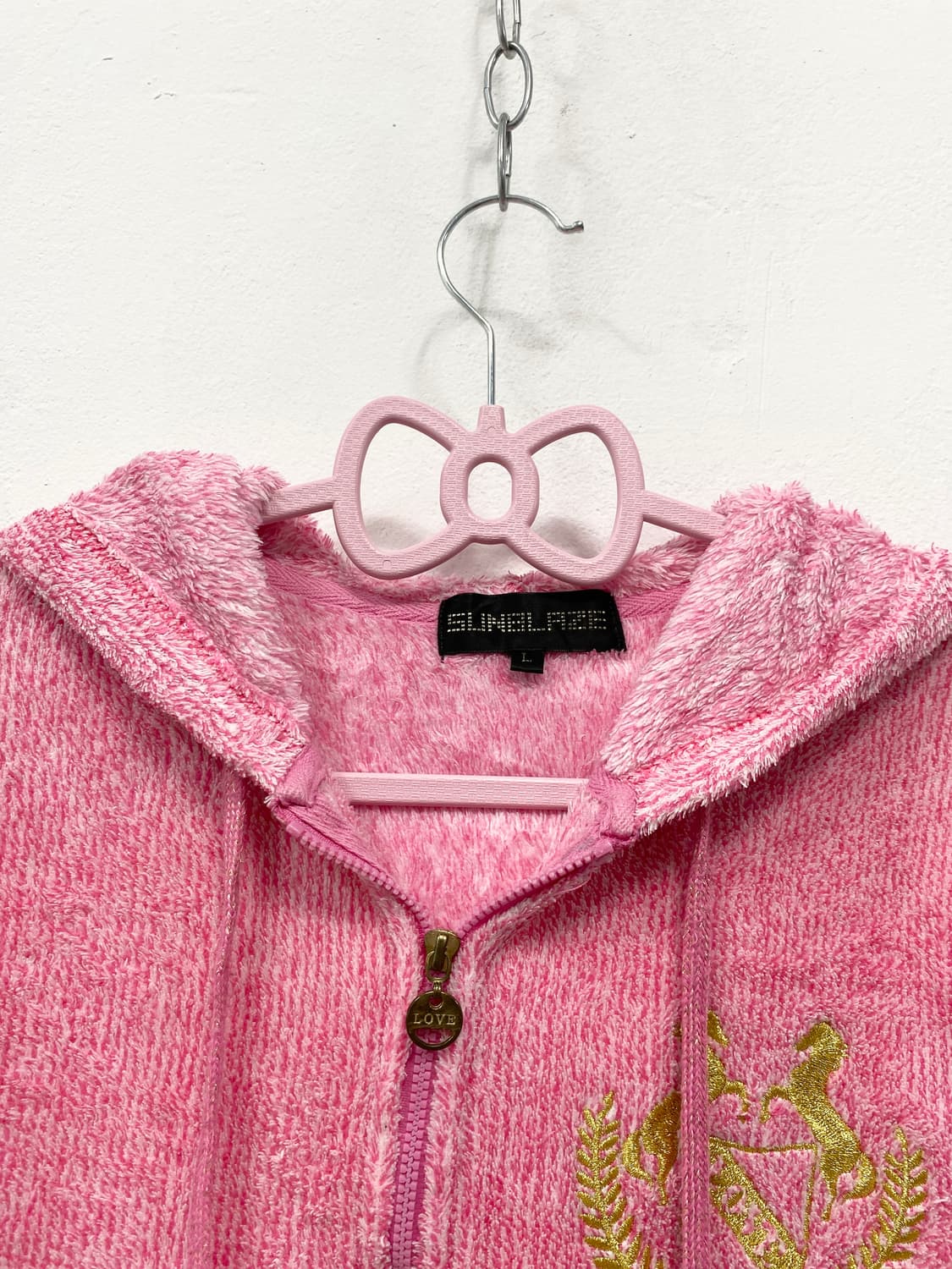 [SUNBLAZE] 갸루 핑크 리본 폭닥 후드집업 상품이미지8