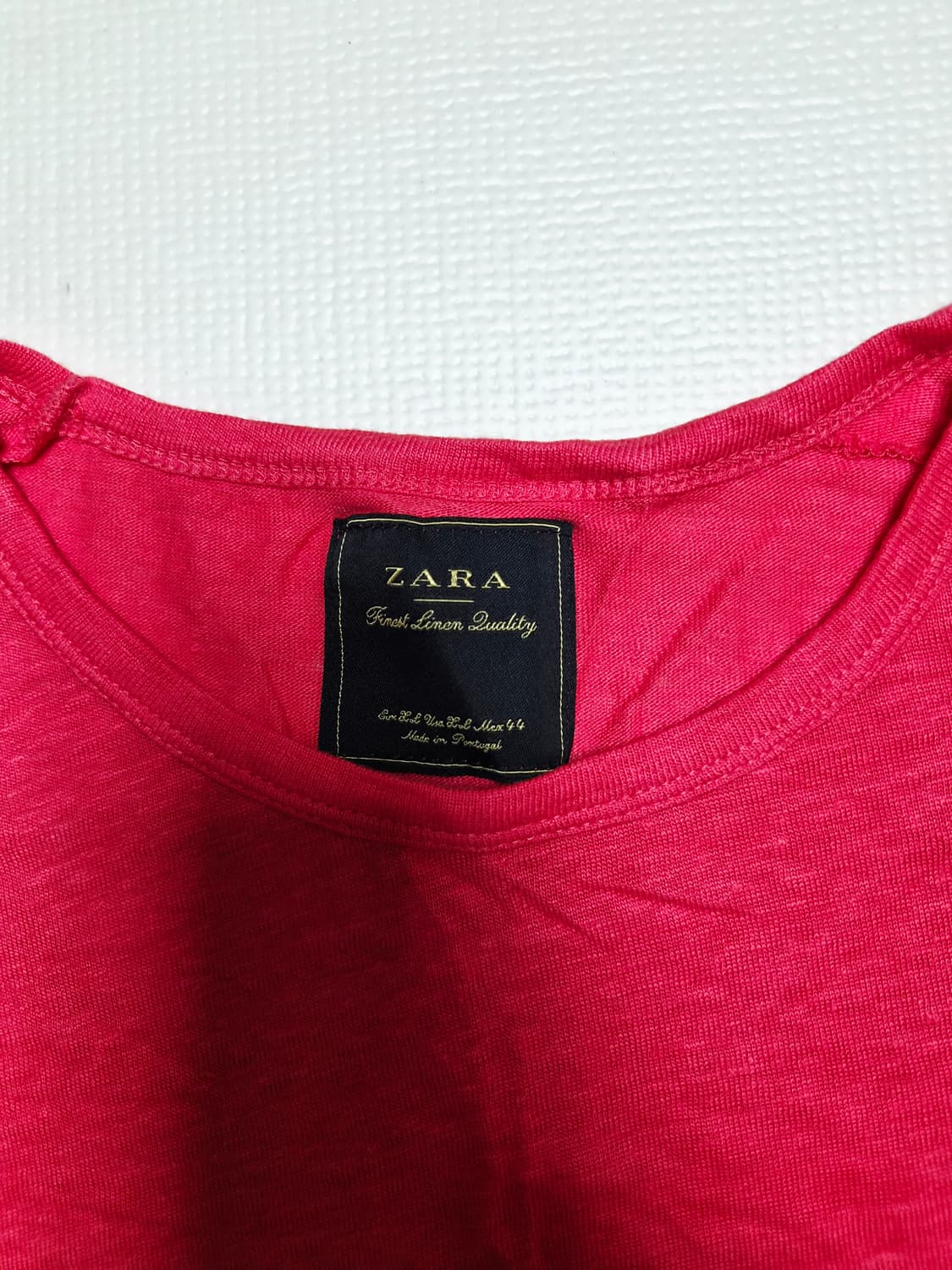 자라 ZARA 남자 린넨 반팔 티셔츠 100 라즈베리 상품이미지4