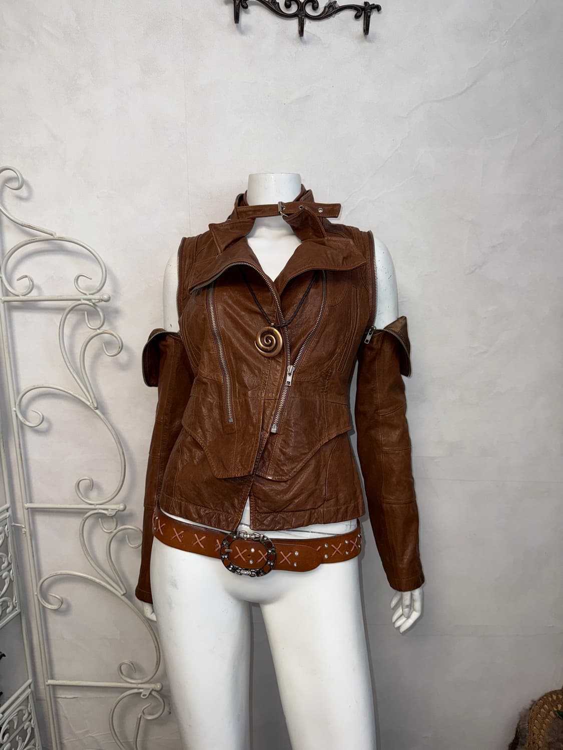 Brown lamb skin two ways buckle jacket  상품이미지1
