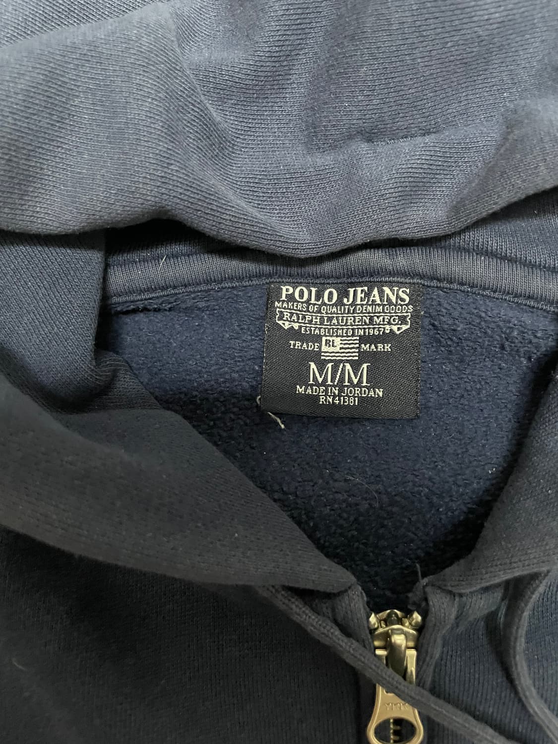 빈티지 폴로 랄프로렌 스펠아웃 아치로고 후드집업 네이비 상품이미지4