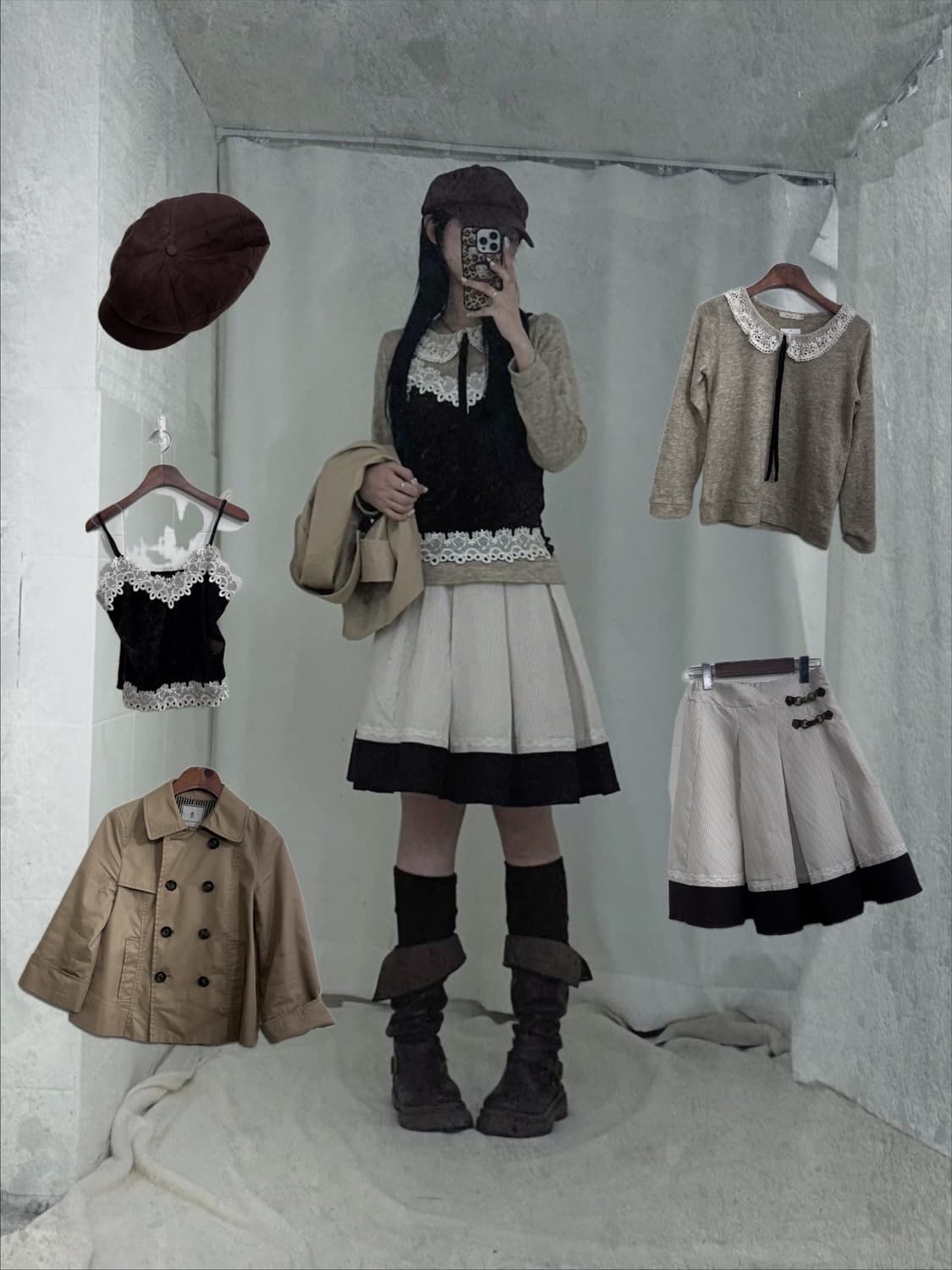 초코 브라운 니혼진 트렌치코트 코디세트  상품이미지1