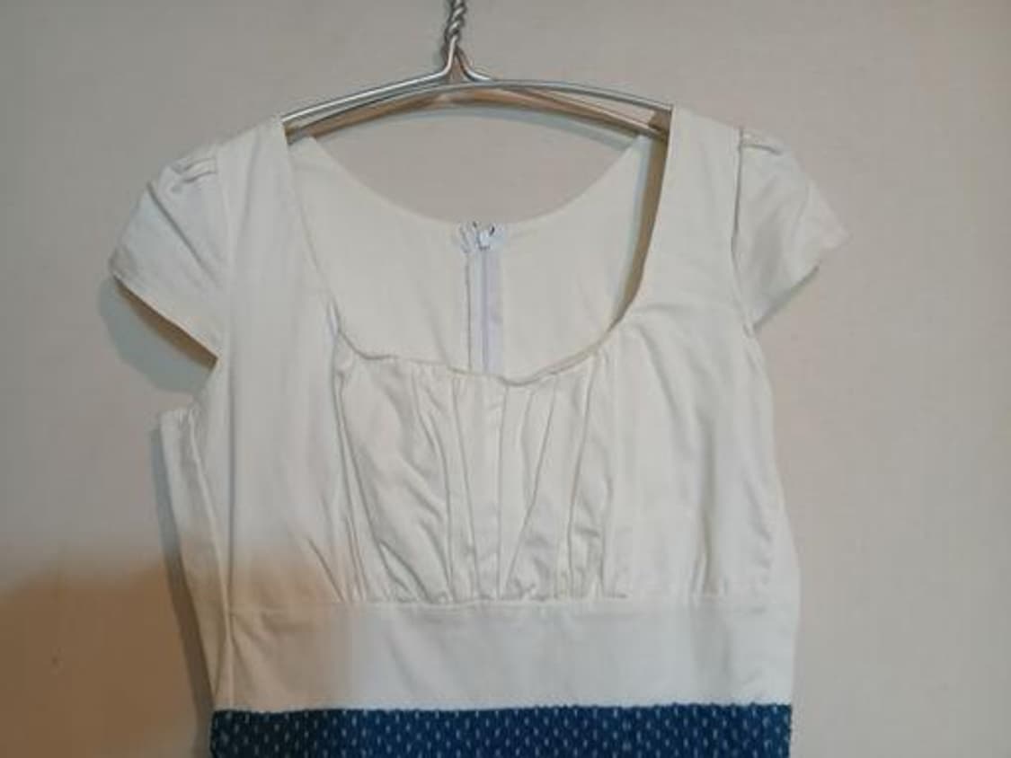 나롱쥐 화이트 블루 믹스 원피스 코튼 드레스 섹시 홀복 하객 데이트룩 상품이미지2