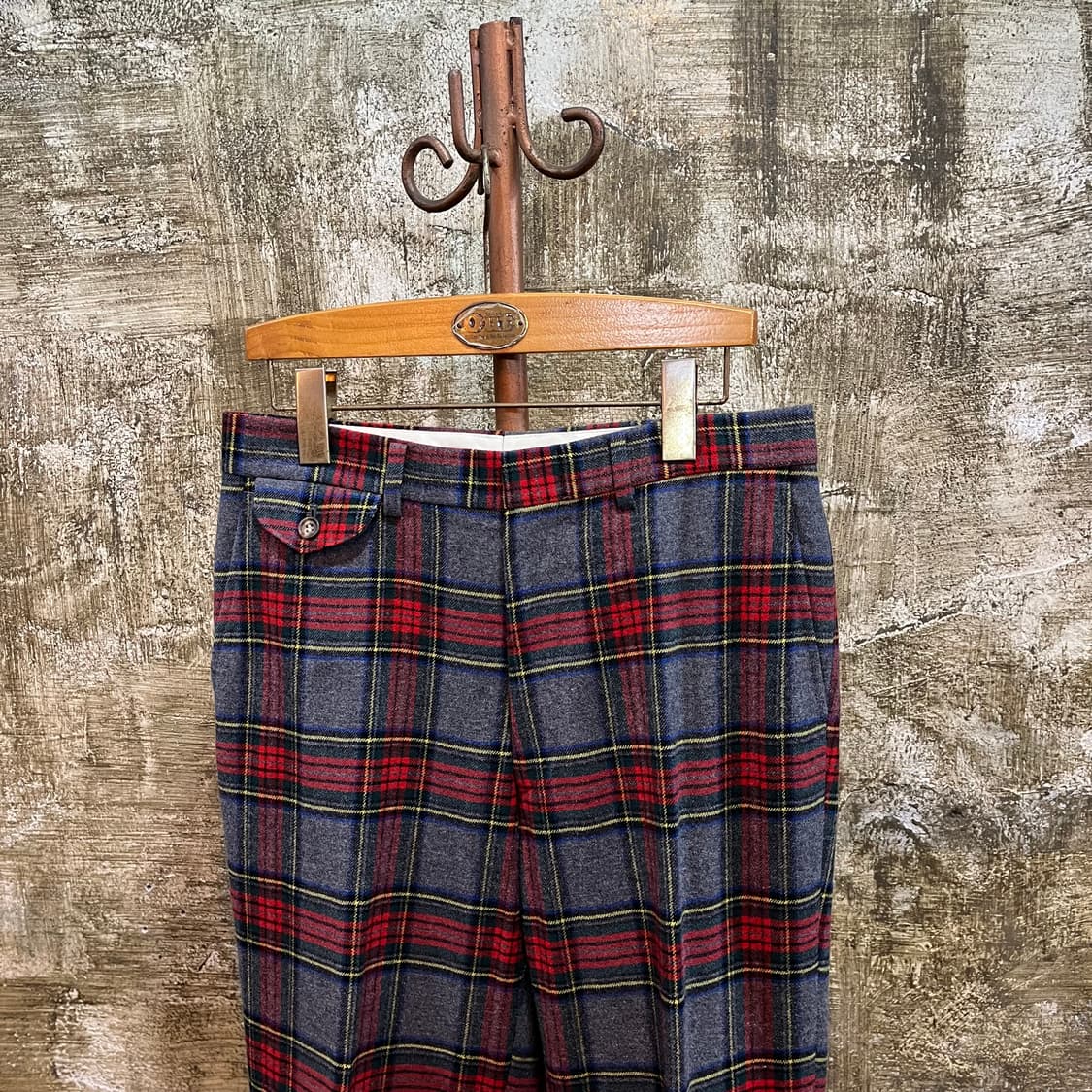 90s 빈티지 체크 울 트라우저 팬츠 상품이미지2