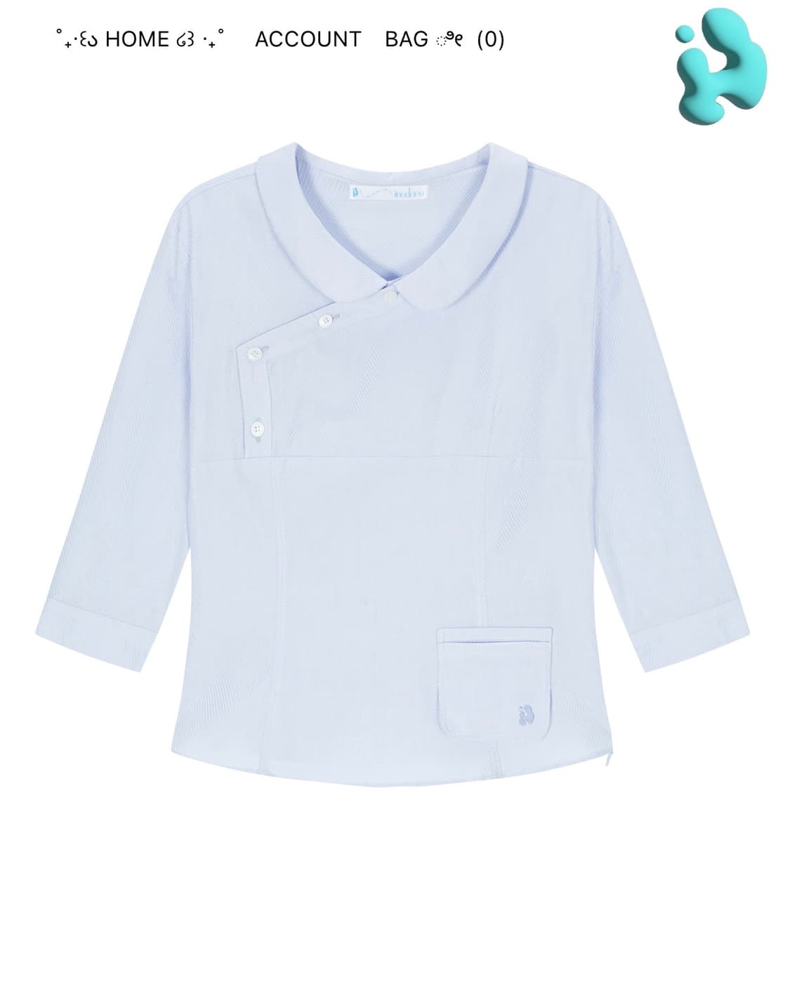 인오도르 SILKY SIDE BUTTON SHIRT BABY BLUE 상품이미지1