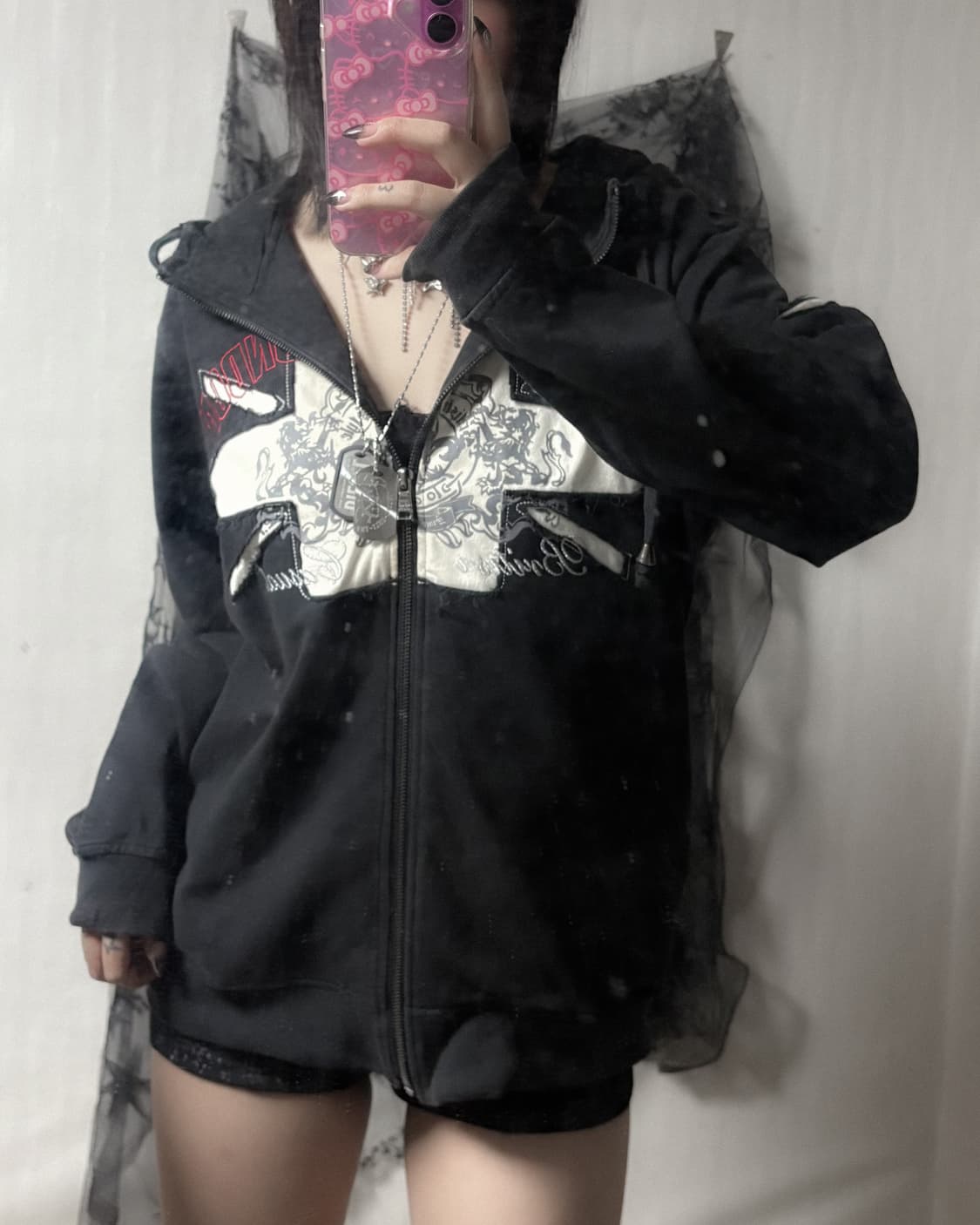 펑크 y2k 레터링 포인트 후드집업  상품이미지1