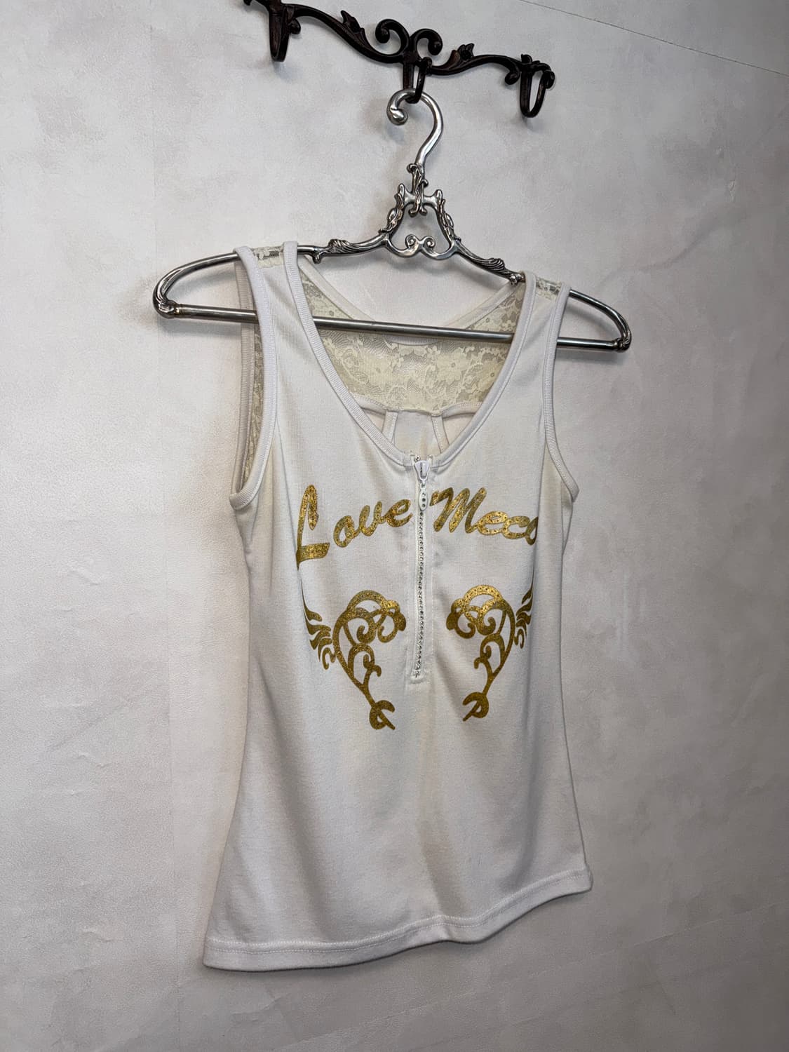White oriental punk graphic lace 슬리브리스 상품이미지2